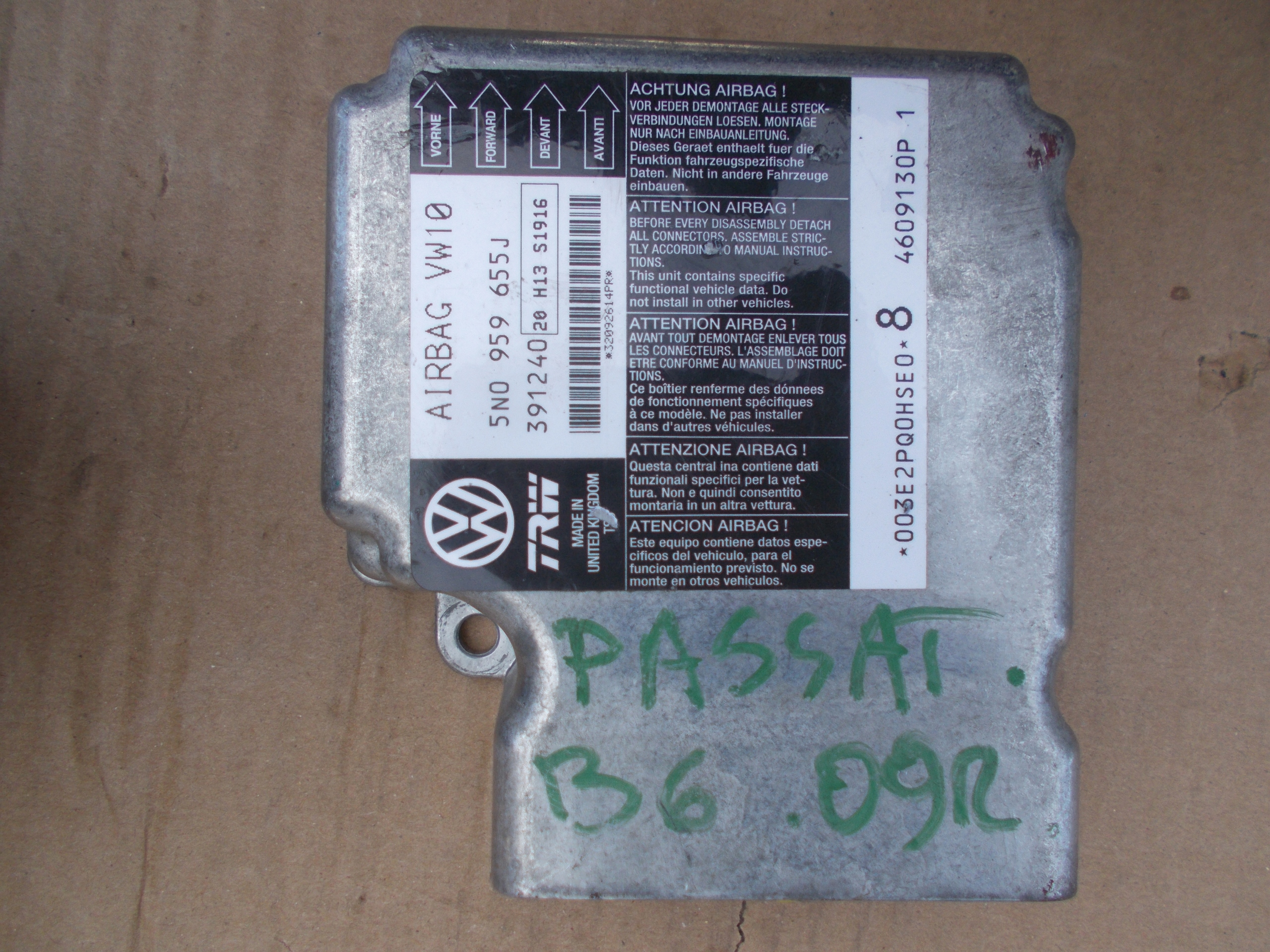 VW PASSAT B6 dashboard console airbag SENSOR original EU