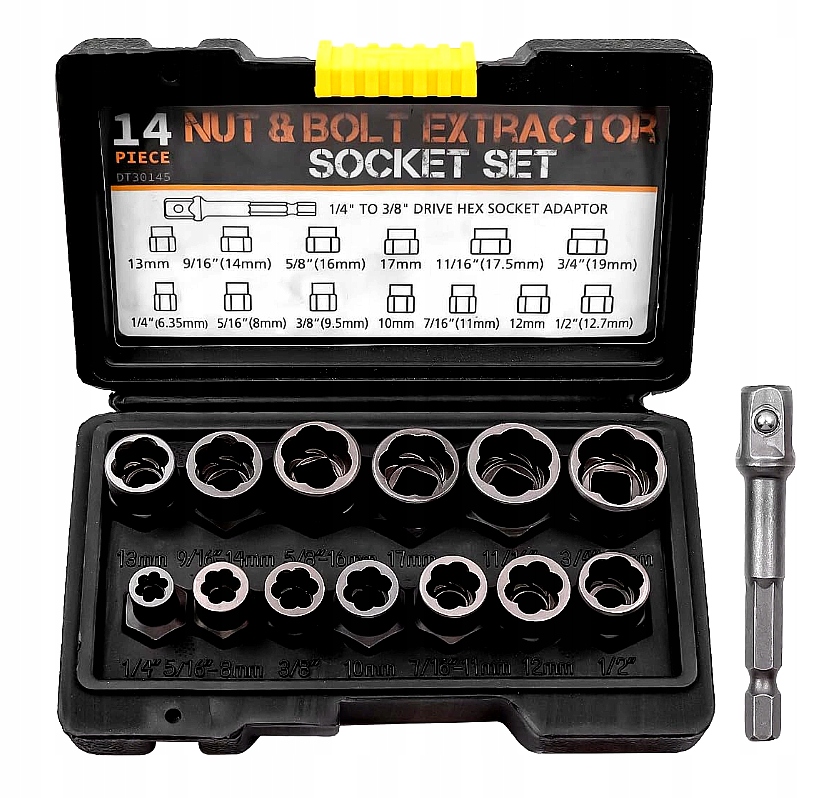 Zestaw Do Usuwania Śrub Udarowych I Nakrętek 14 Szt Wyciągacze Wykrętaki