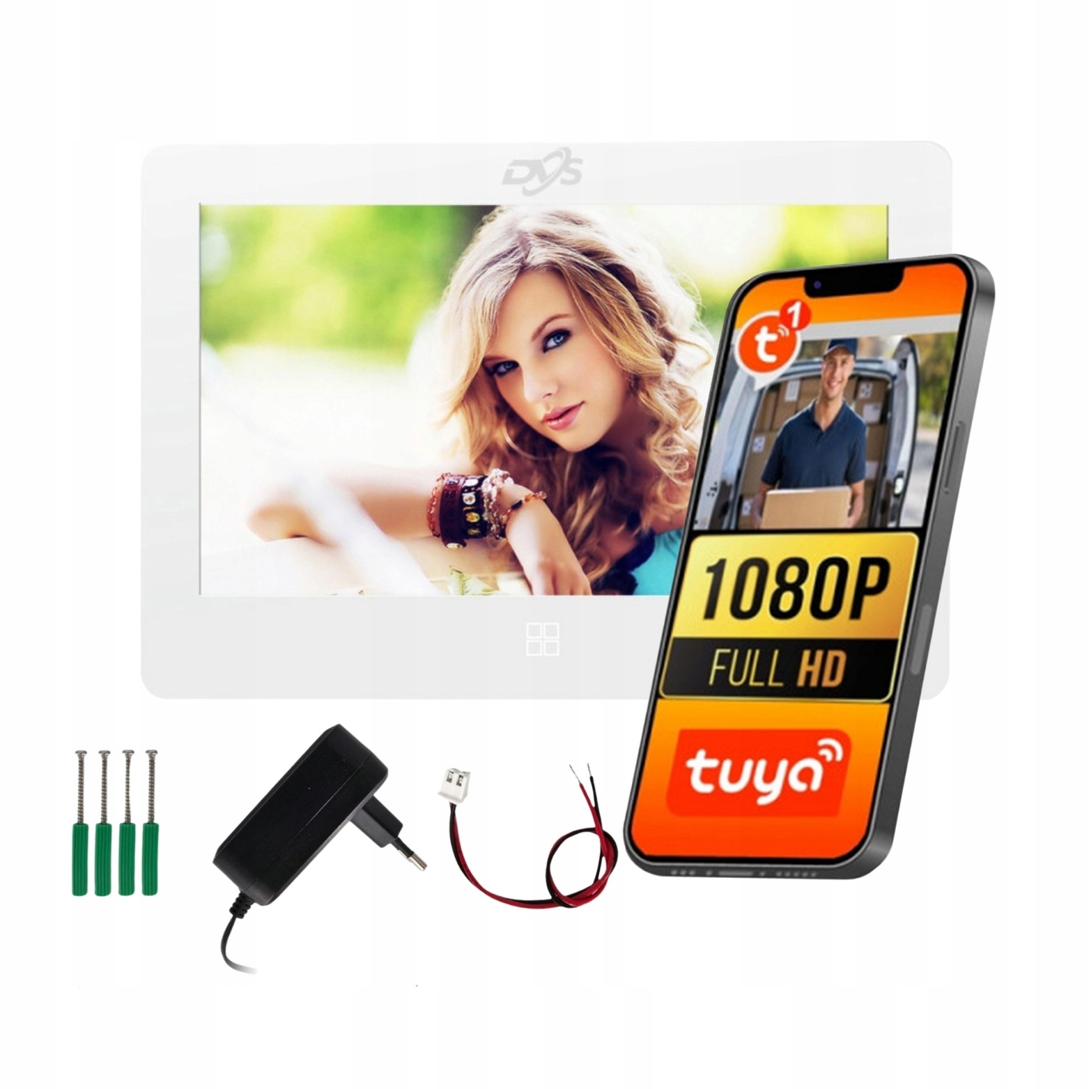 Biely Monitor Pre Videodomofón VS20072T WiFi Dotyk Audio Aplikácia Tuya Dvs