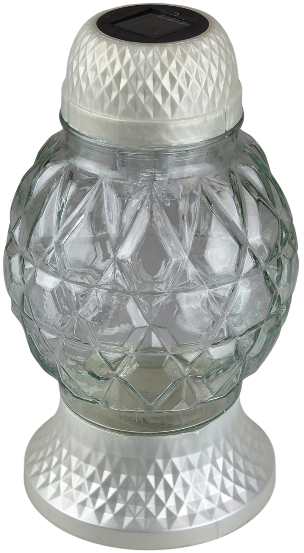 Wysoki Znicz Solarny LED 22 cm – ZNICZE EKO, Wodoodporny, LA535 PERŁOWY