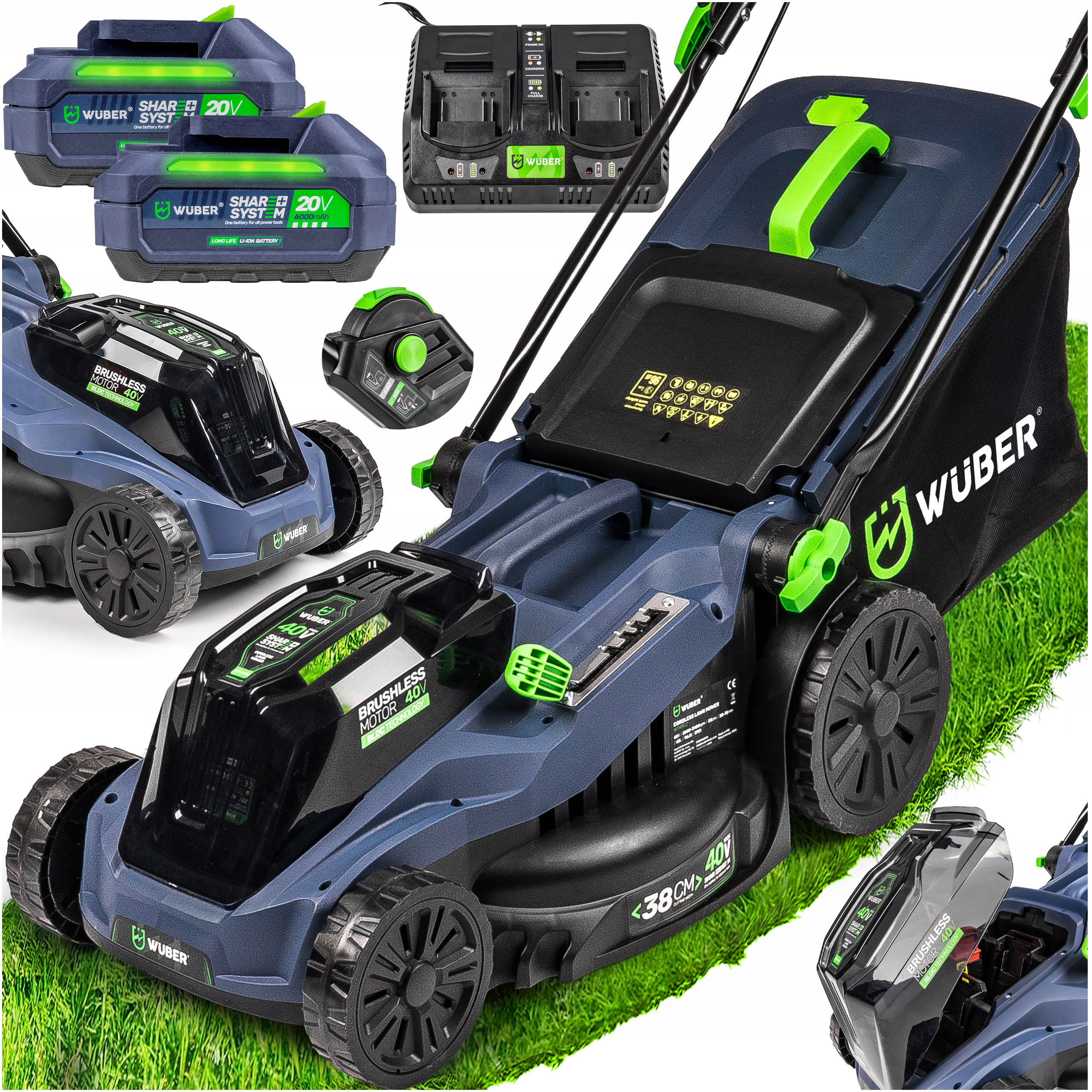 Kosiarka Akumulatorowa Bezszczotkowa Do Trawy 2X Aku 12AH Solidna Wuber