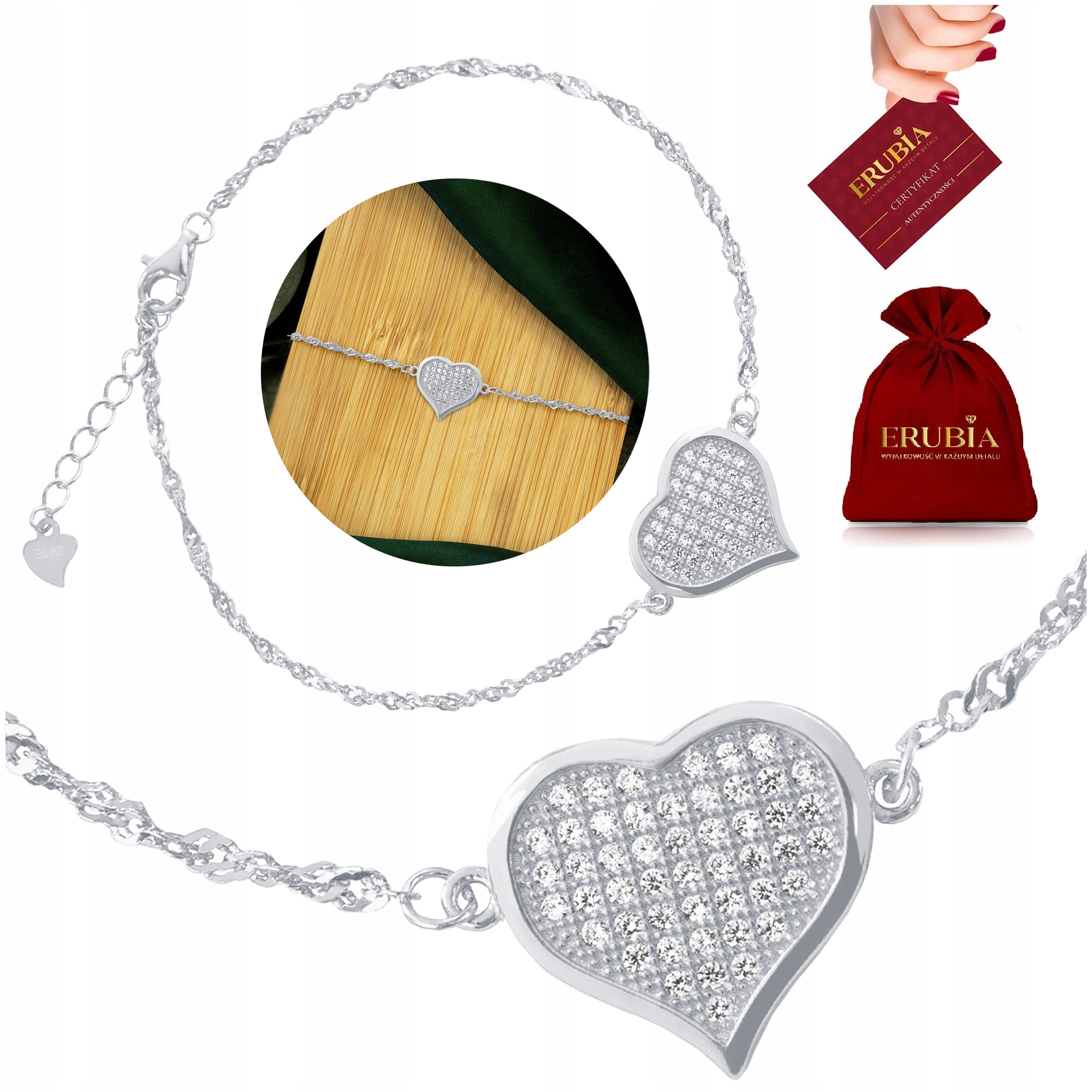 Stříbrný Dámský Náramek Srdce Se Zirkony Stříbro Rhodiované Celebrity