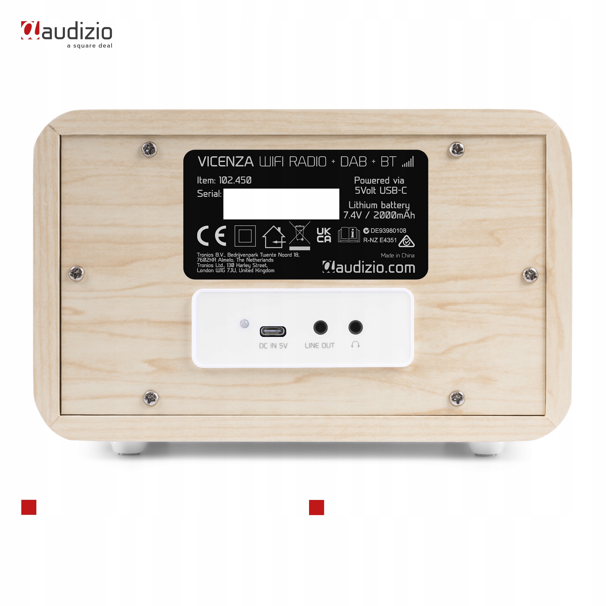 Radio internetowe Vicenza WIFI DAB+ FM akumulator białe Format wyświetlania godziny 24 h