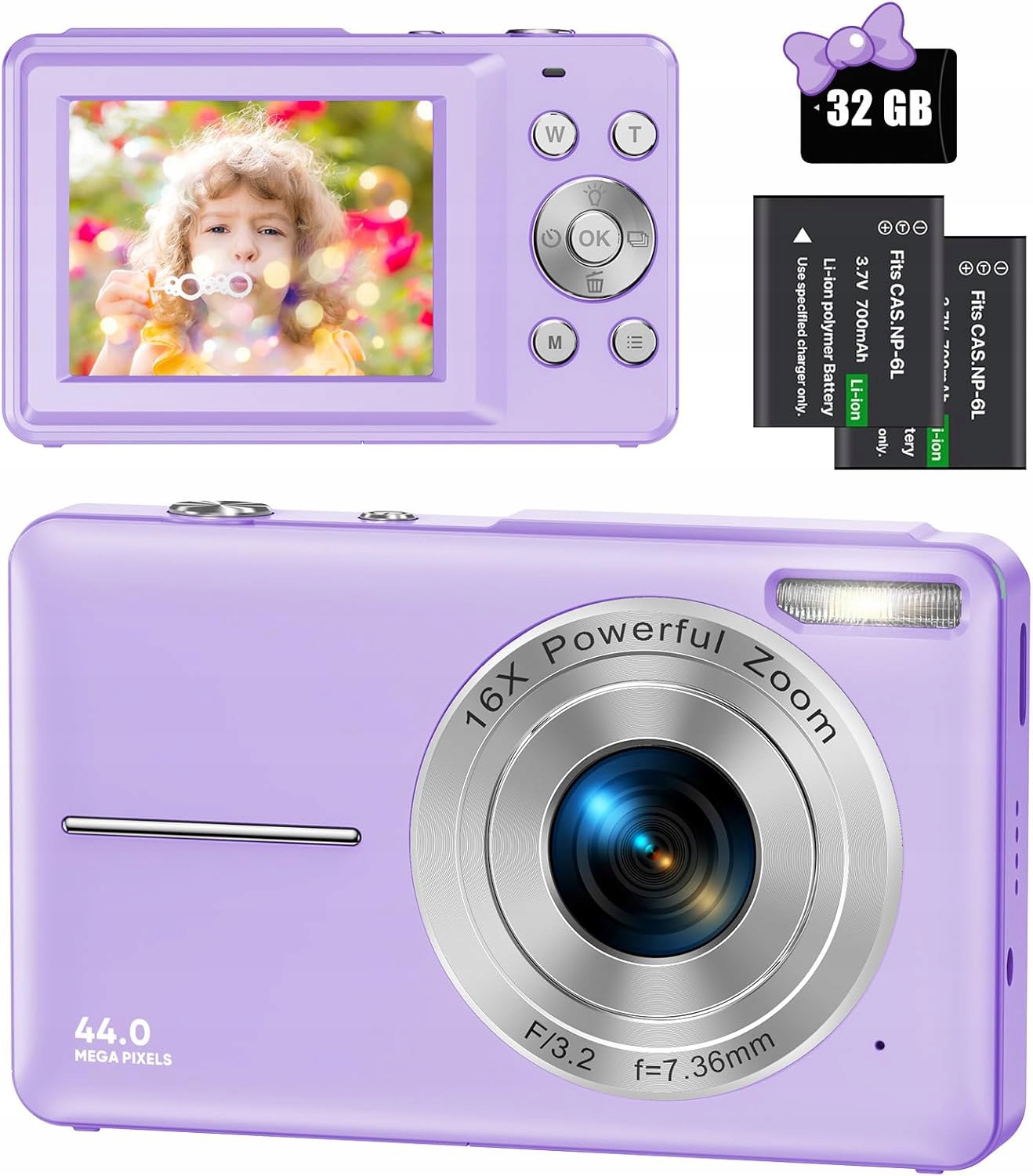 Digitální Fotoaparát Hd 1080P 44 Mp 32GB 16X 2.4'' Fialový