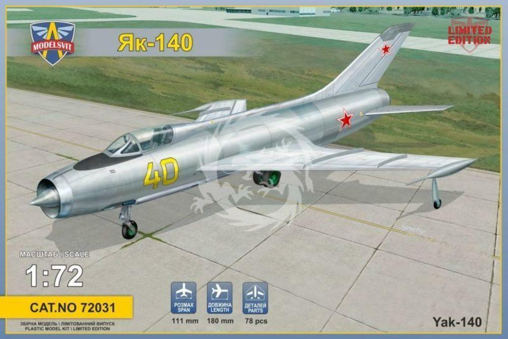 Model plastový Yakovlev Yak-140 supersonic fighter ModelSvit 72031 měřítko