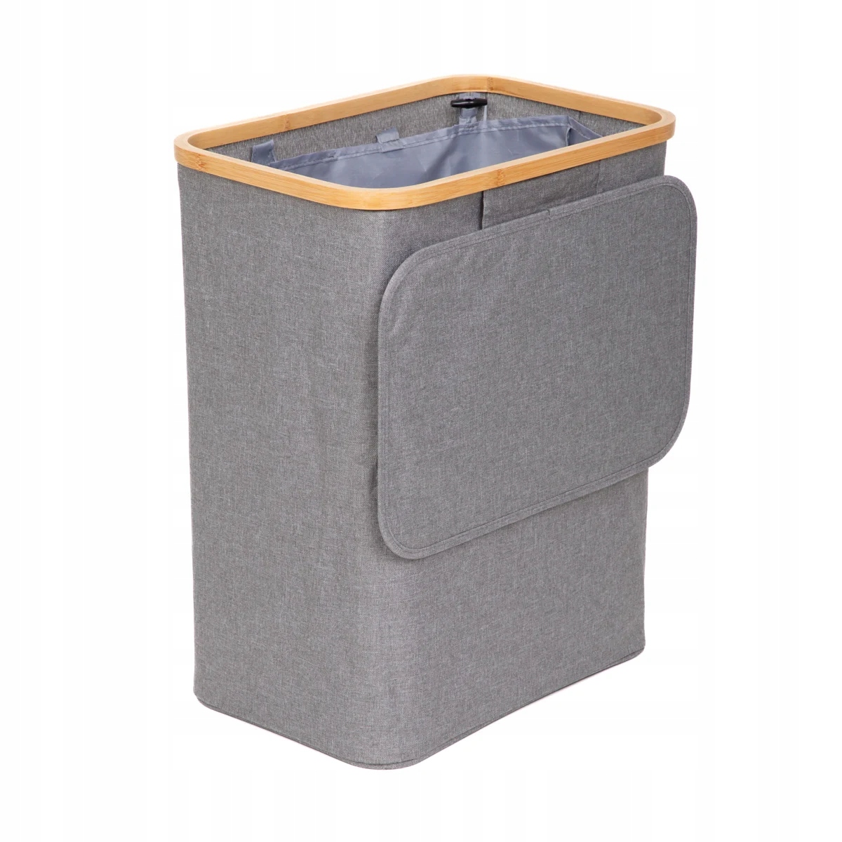 Koupelnový koš s víkem na prádlo Nellie šedý 55 cm, látkový