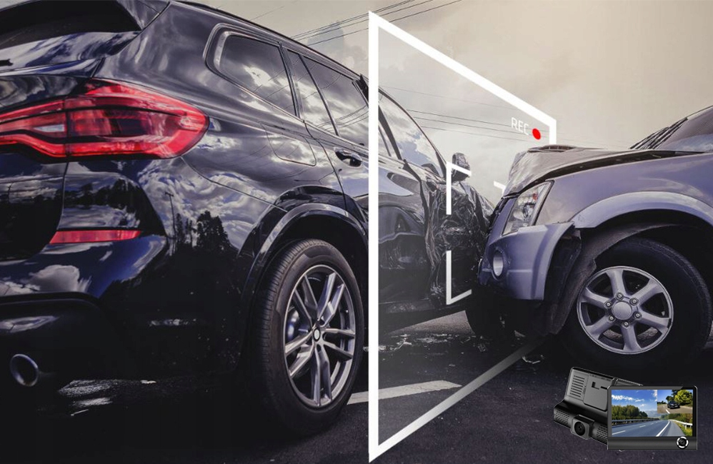 WIDEOREJESTRATOR Z KAMERĄ COFANIA HD TRZY KAMERY Przekątna ekranu 4