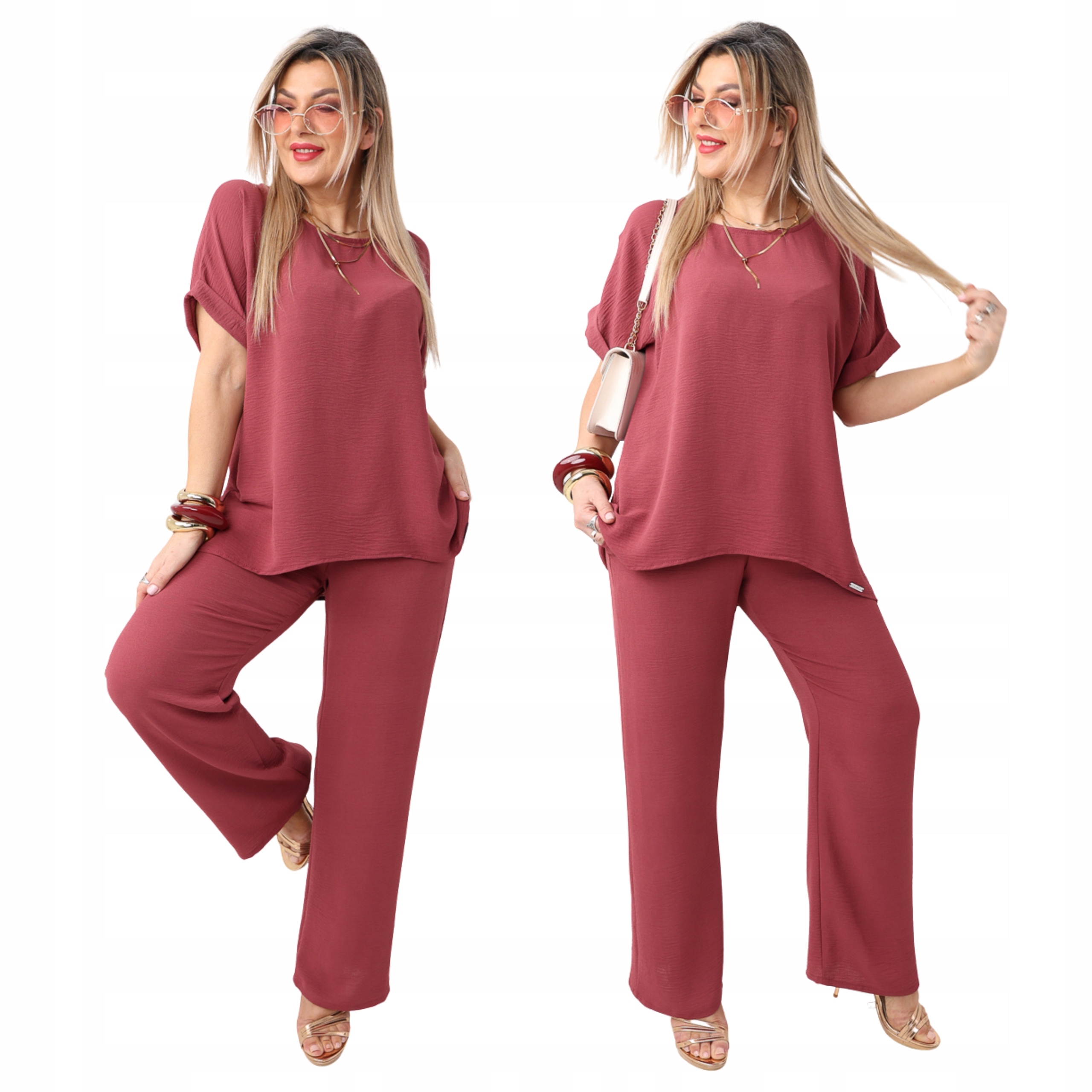 Bluzka i spodnie komplet duże rozmiary Polski Producent oversize