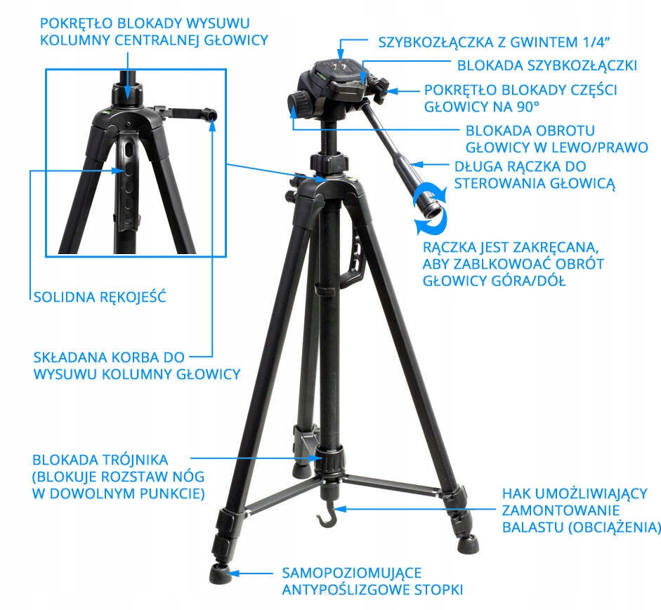 STATYW ALUMINIOWY 178cm WT-3560 FUTERAŁ ZŁĄCZKA Model 3560