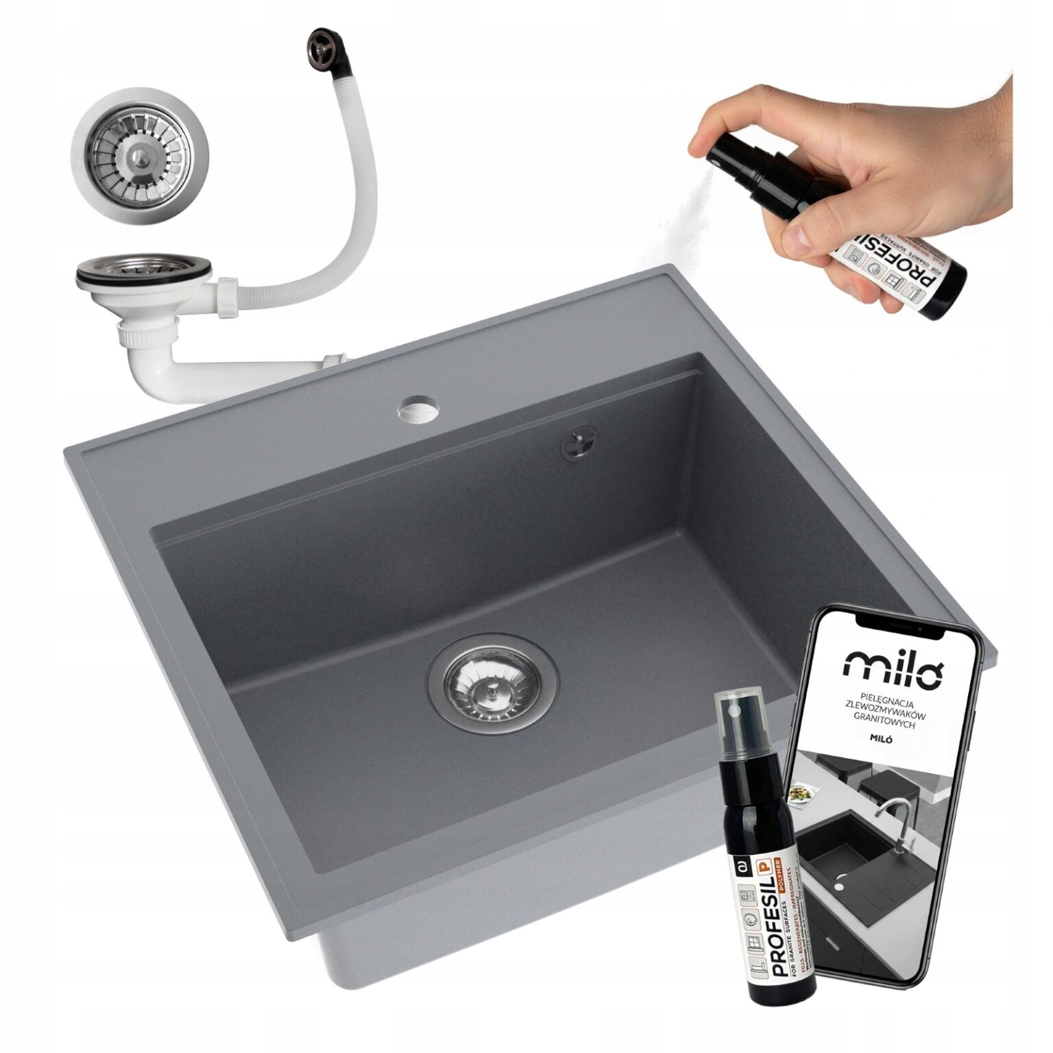 Jednokomorový Drez Miló Emporio Granitový Veľká Komora Sifón