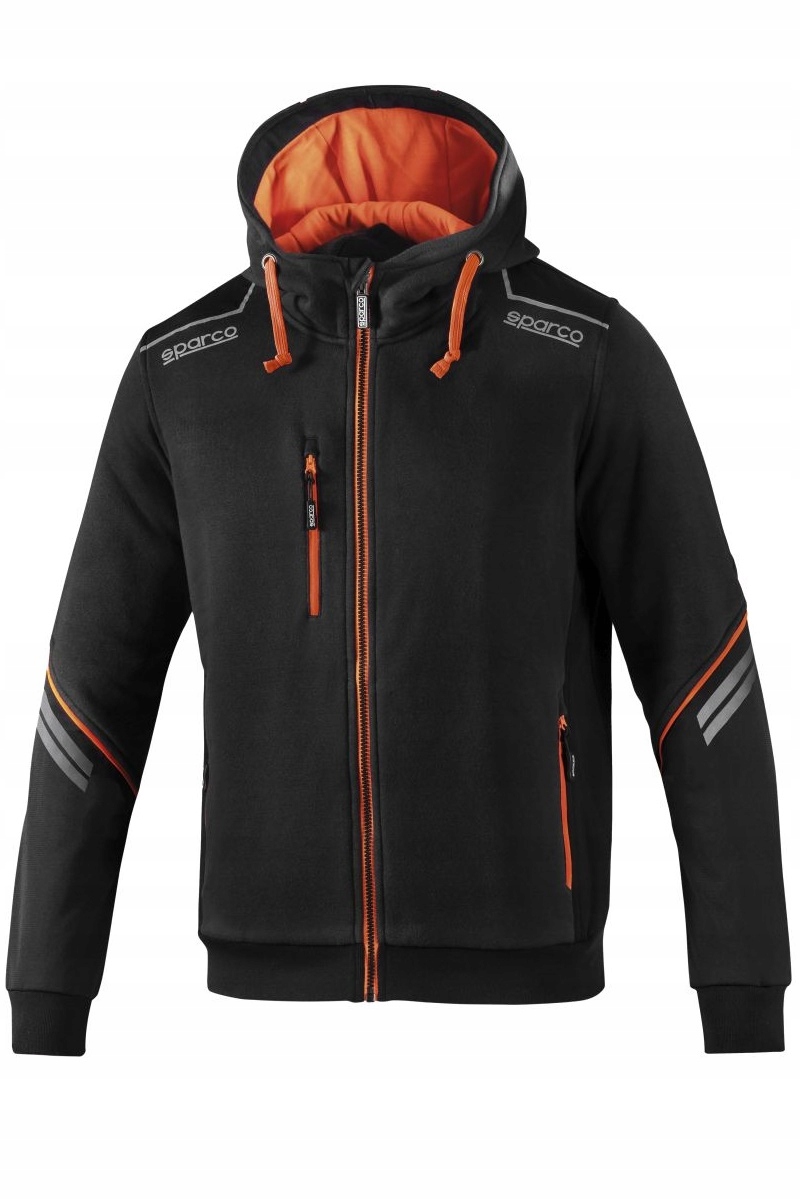 Mikina s kapucňou Sparco Tech Teamwork čierno-oranžová veľ XXXL