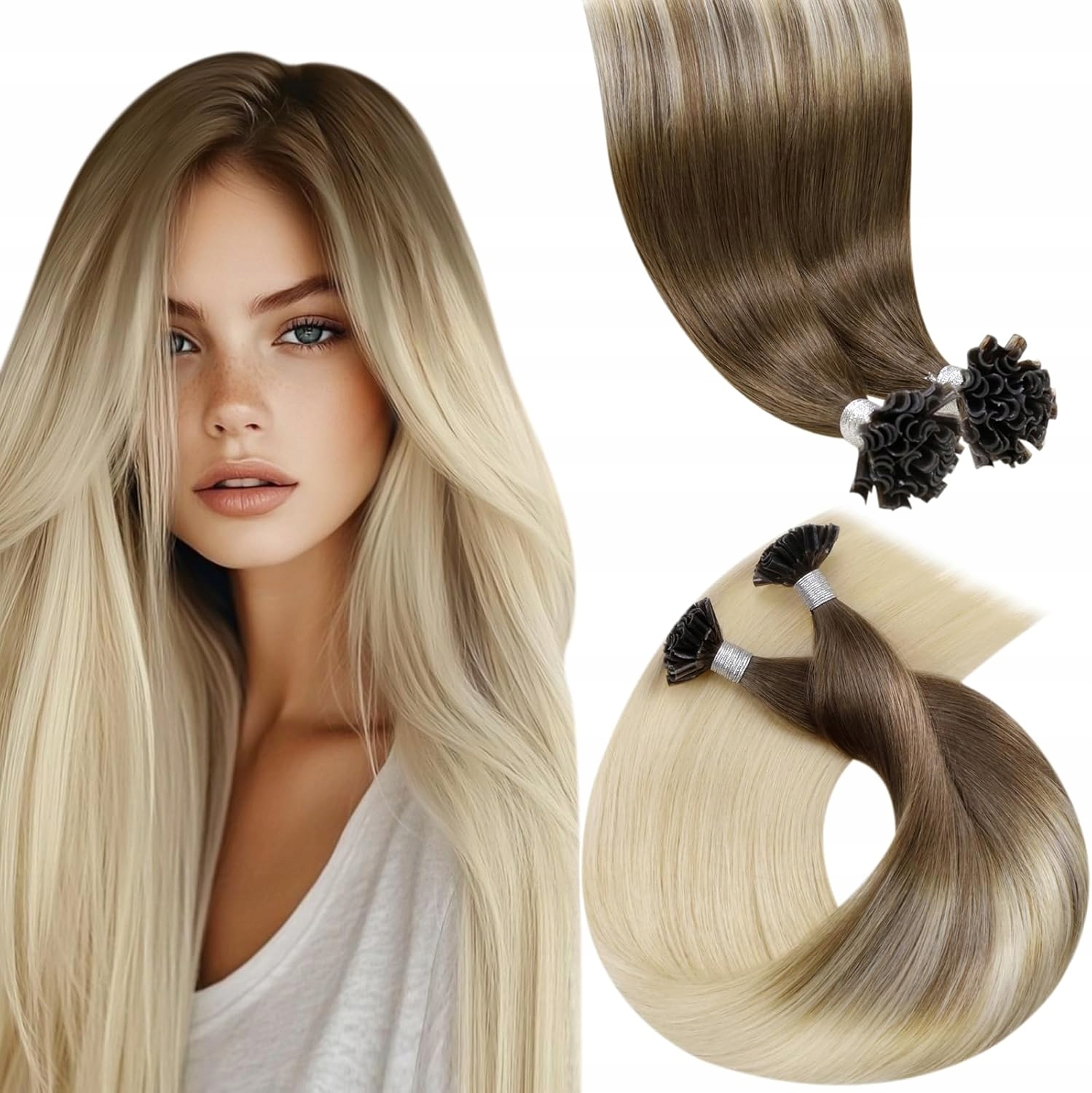 Laavoo Remy pod keratynę Doczepiane Ludzkie Włosy Balayage #8/59 35 CM