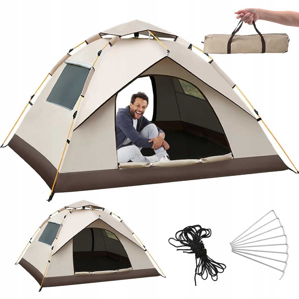 Składany Namiot Turystyczny Kempingowy Automatyczne Otwieranie 3 Osobowy