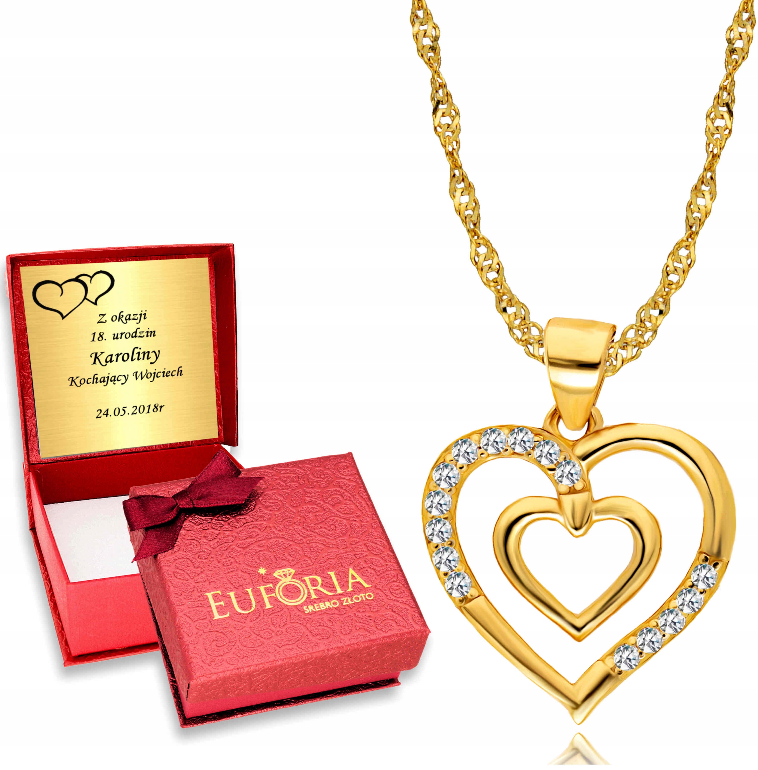 

Złoty Łańcuszek 925 Serce Serduszko Grawer