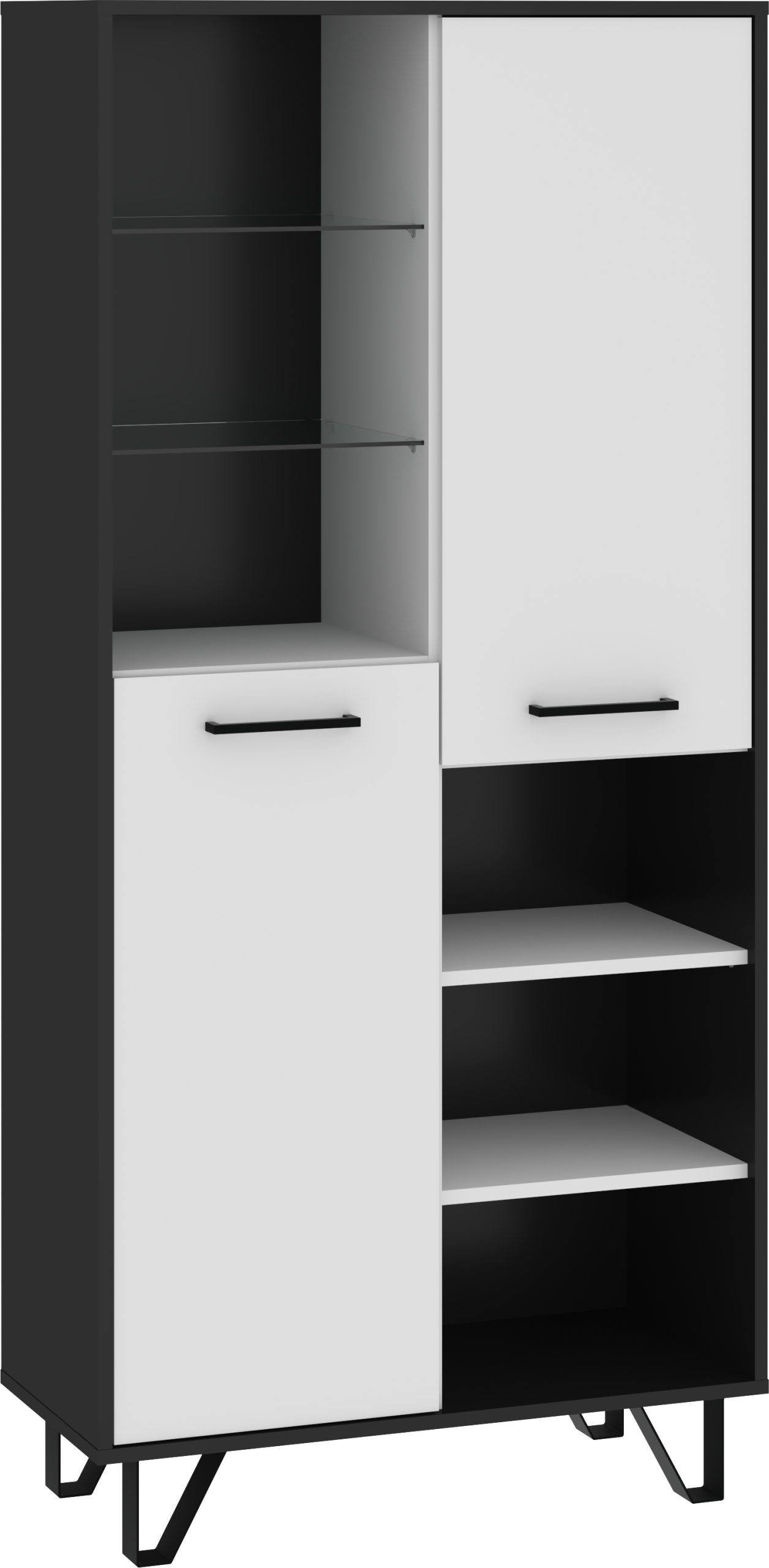 Regál Boss 2D BOS-09 černý bílý lesk 80 cm