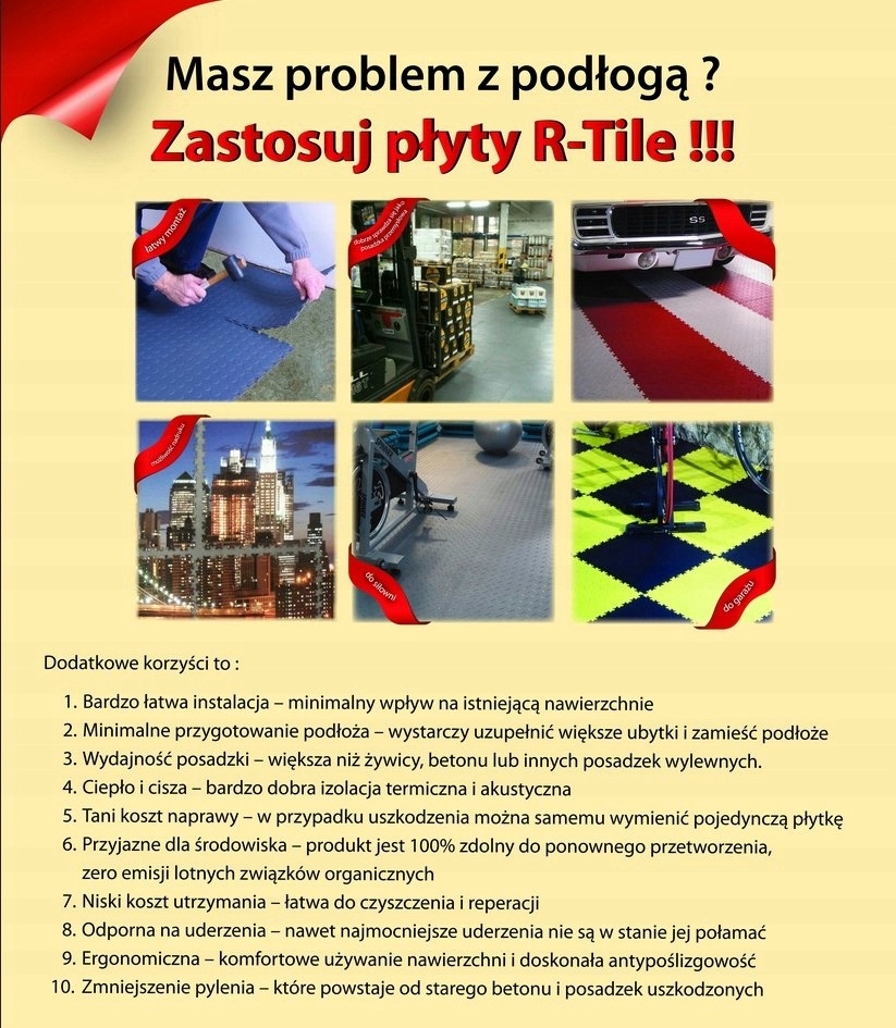 Płytki do Garażu R-TILE Jasnoszary Wzór Skóra PCV Długość 50 cm