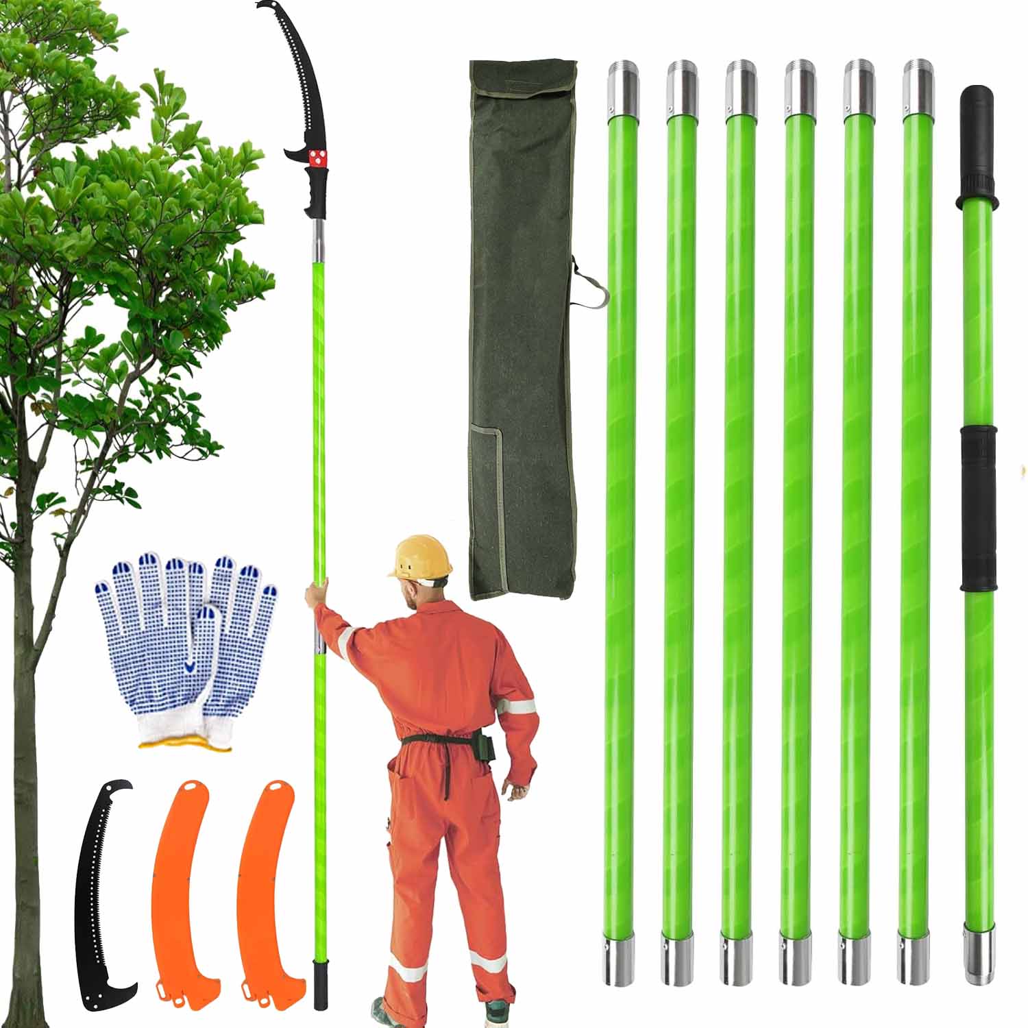 Pila na větve stromů teleskopická 2.1-8 m Ruční ocelová čepel Silná ostrá