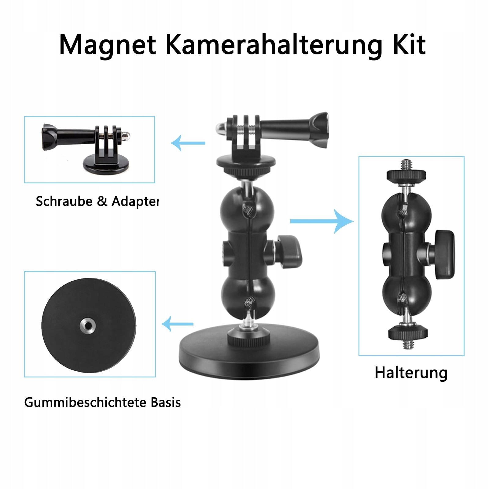 MAGNETYCZNY UCHWYT KAMERY Z 1/4 GWINTEM 360 STOPNI DO GOPRO DJI INSTA360 — miniatura 7