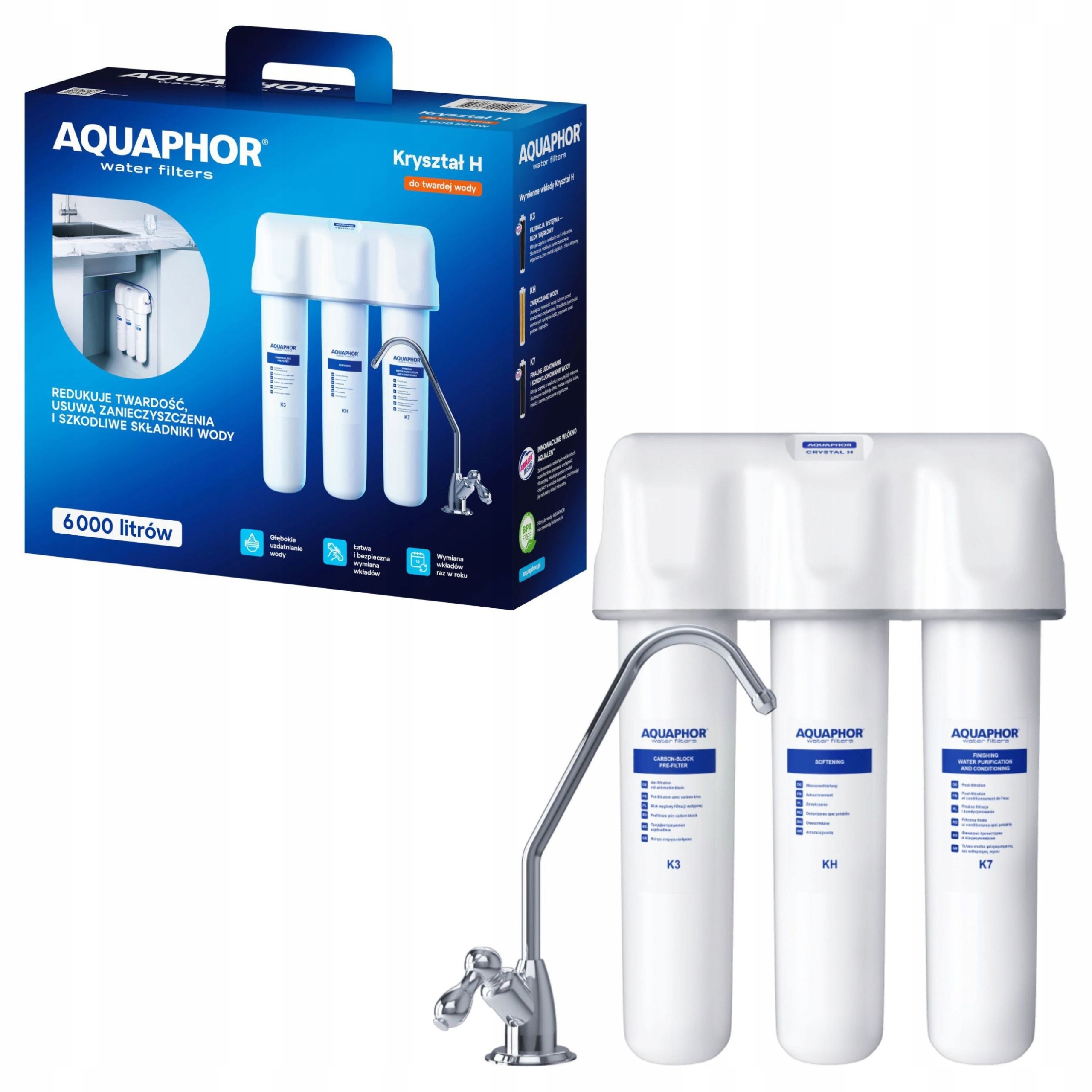 filter Aquaphor Kryštál H pod umývadlo s vložkami K5 Kh K7