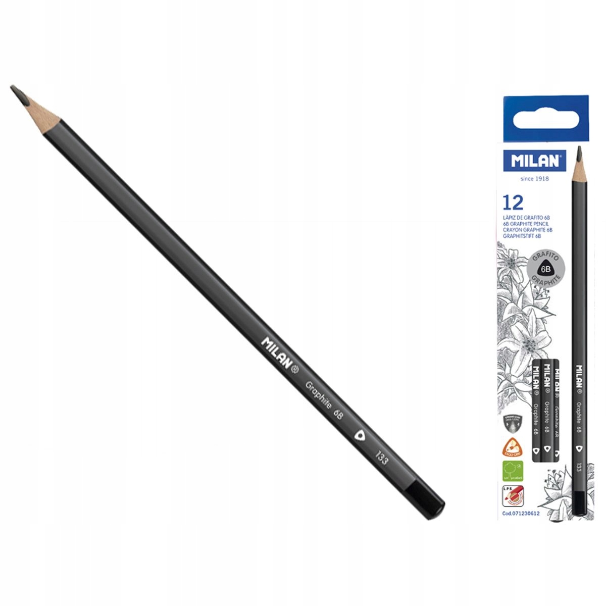 Ołówek techniczny 6B trójkątny Milan