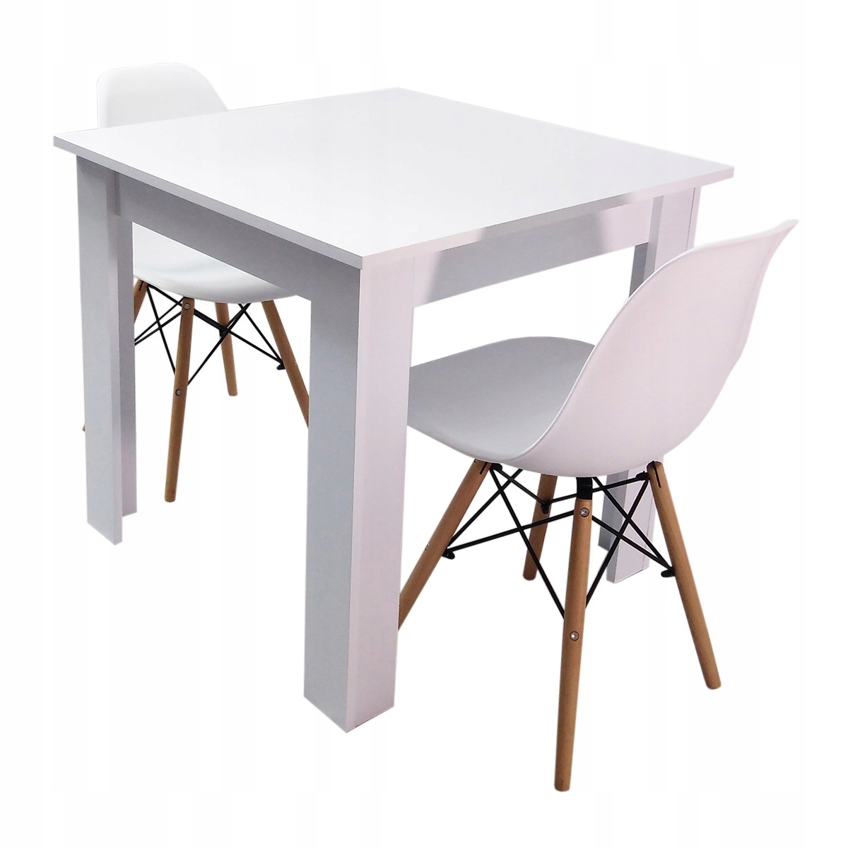 

Zestaw stół Modern 80x80 2 krzesła Milano białe