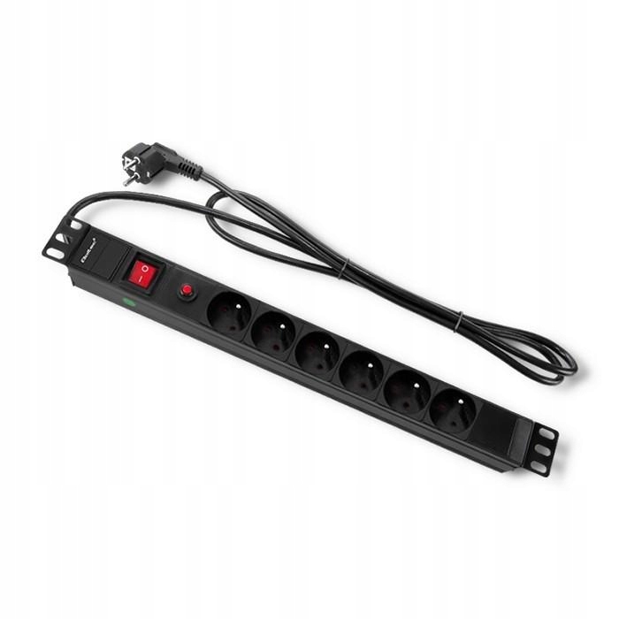 Listwa zasilająca do Rack 19cali 1U 6A Pdu 6xSCHUKO 2m