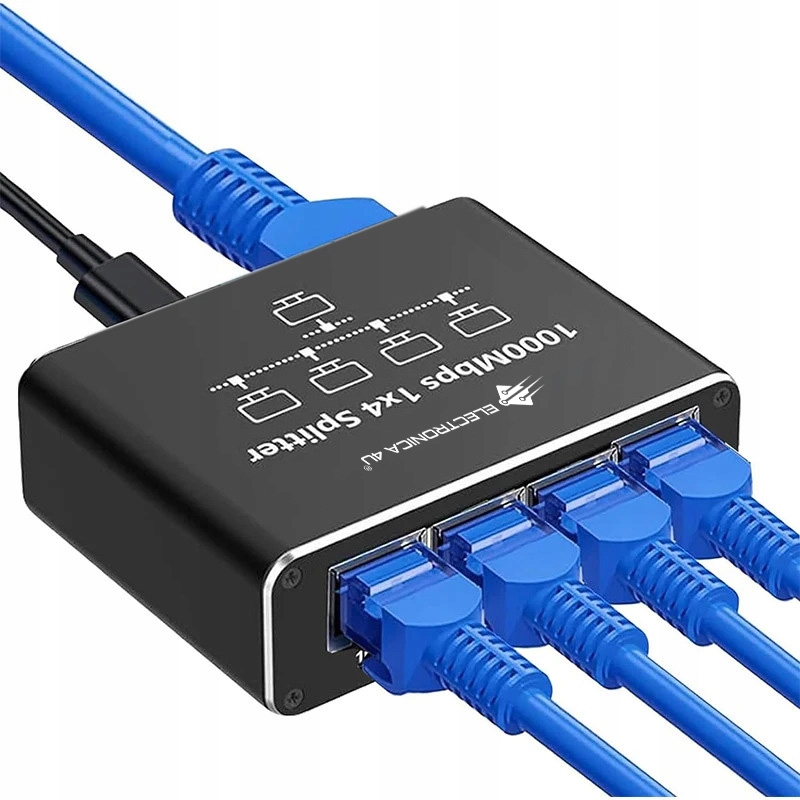 Rozdzielacz RJ45 electronica 4U 1 do 4 1000 Mb/s USB