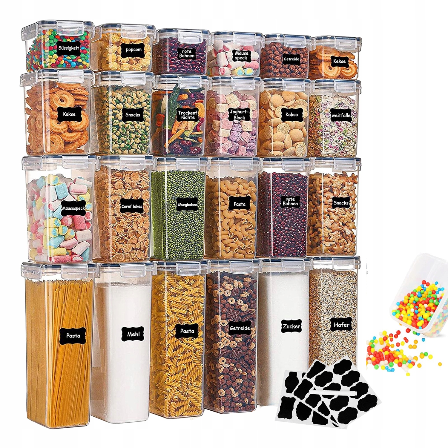 Sada 24 Kuchyňských Nádob Na Skladování Potravin S Obalem A Etiketou