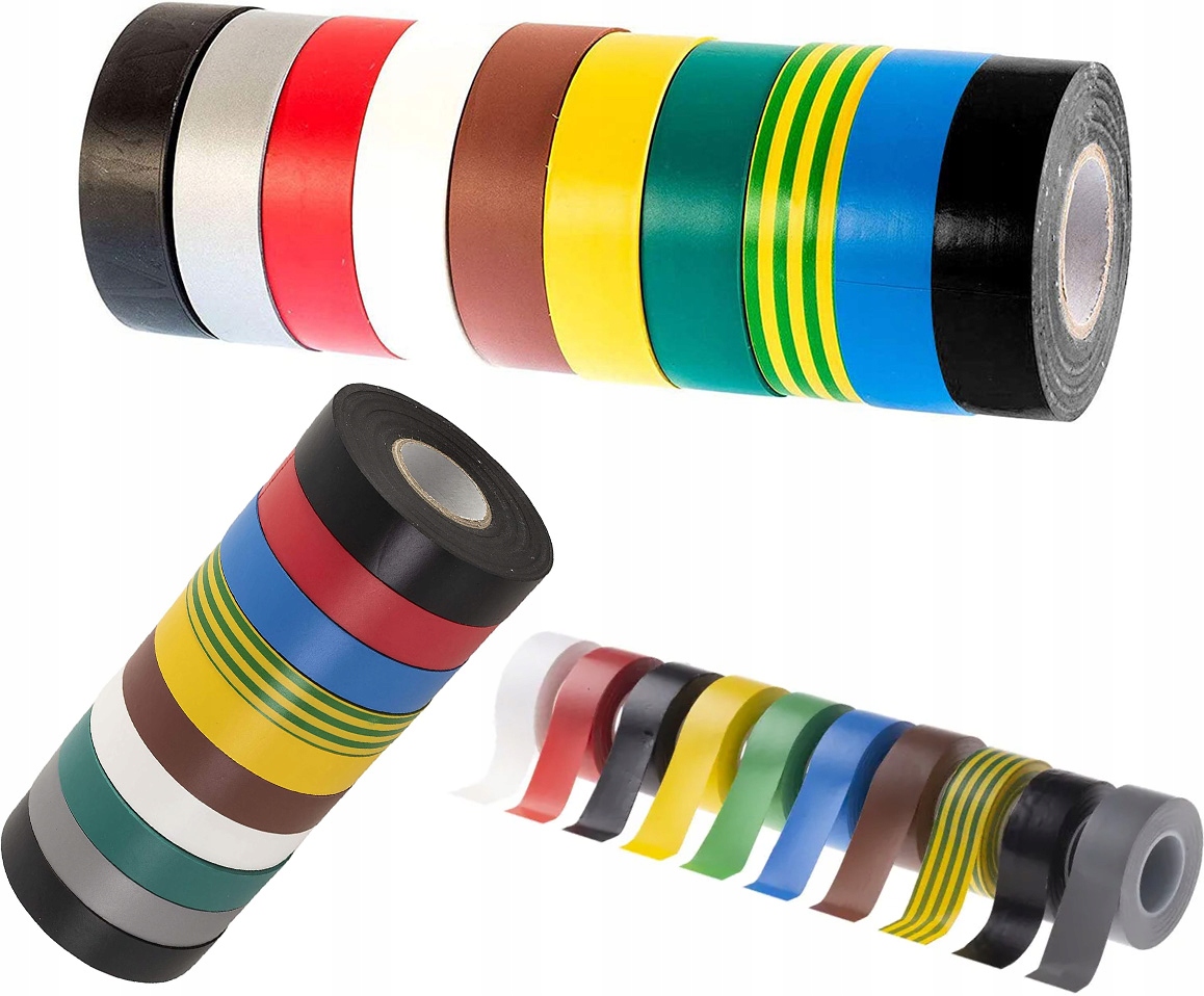 

Taśma izolacyjna Pvc zestaw 10szt kolorowa 19x10m