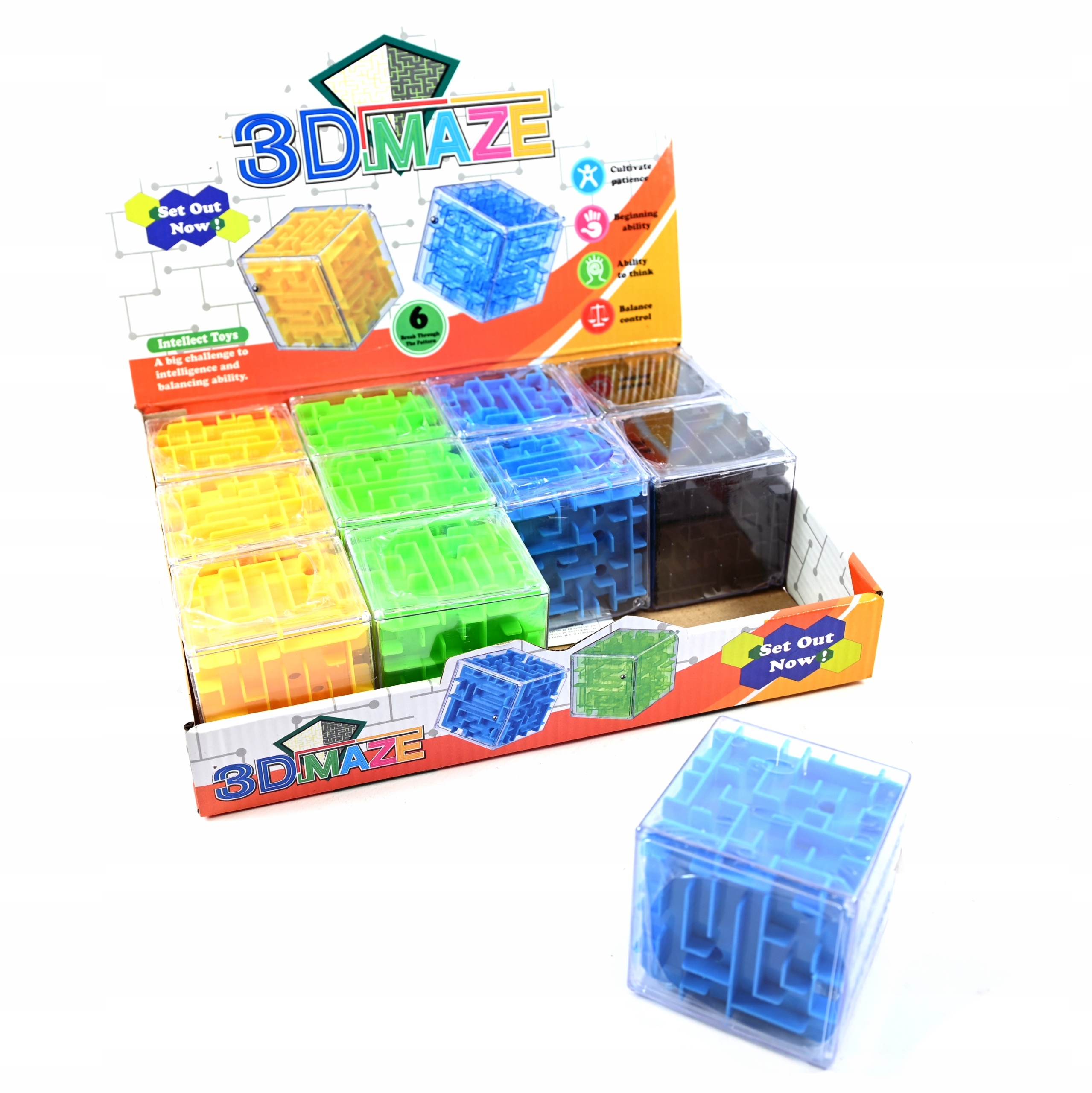 GRA ŁAMIGŁÓWKA LOGICZNA LABIRYNT 3D MAZE KOSTKA 65MM RÓŻNE KOLORY Marka Midex