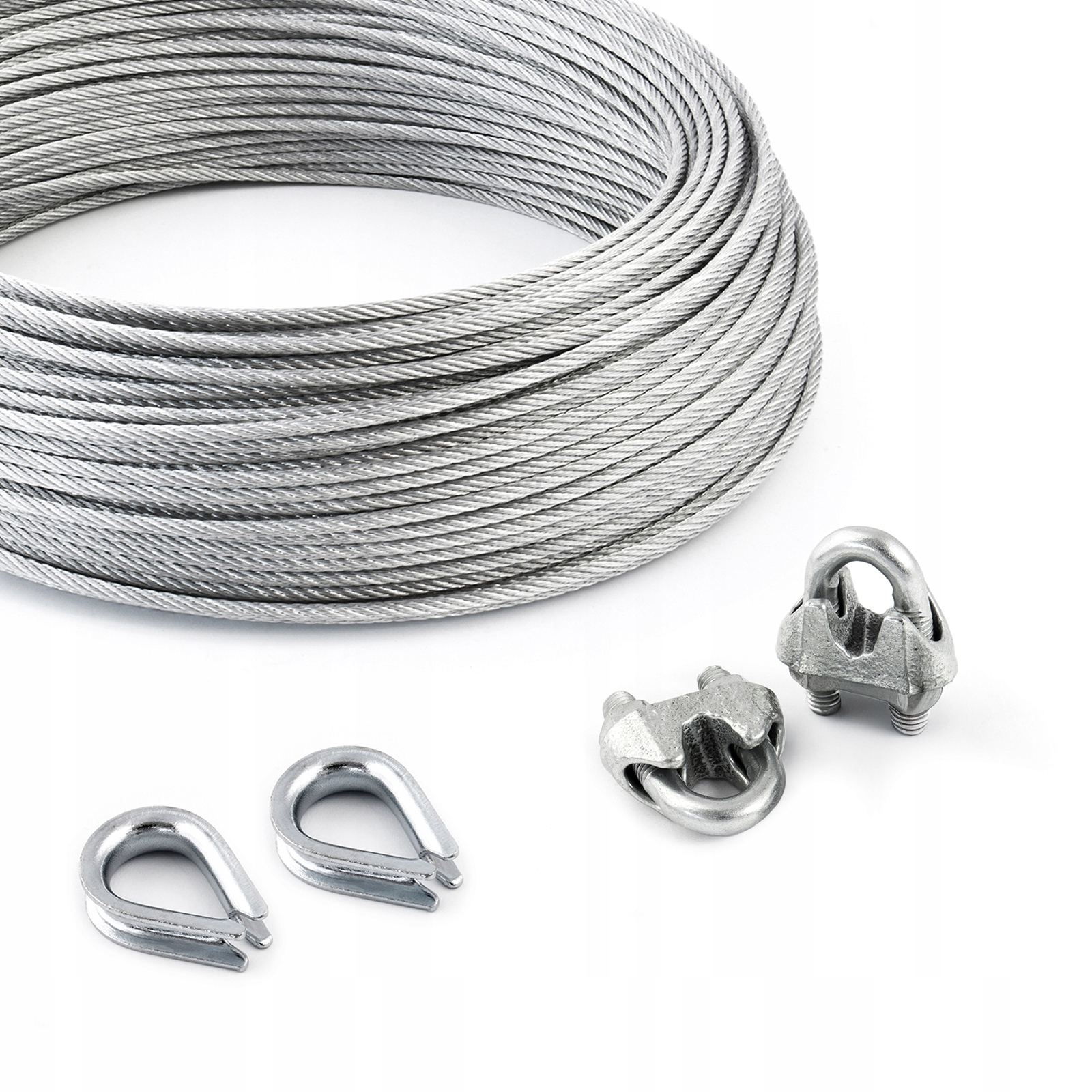 Sada lanového lana pozinkovaná 10 mm 6x37 15 m 2x kauše 10 mm 2x svorky 10 mm