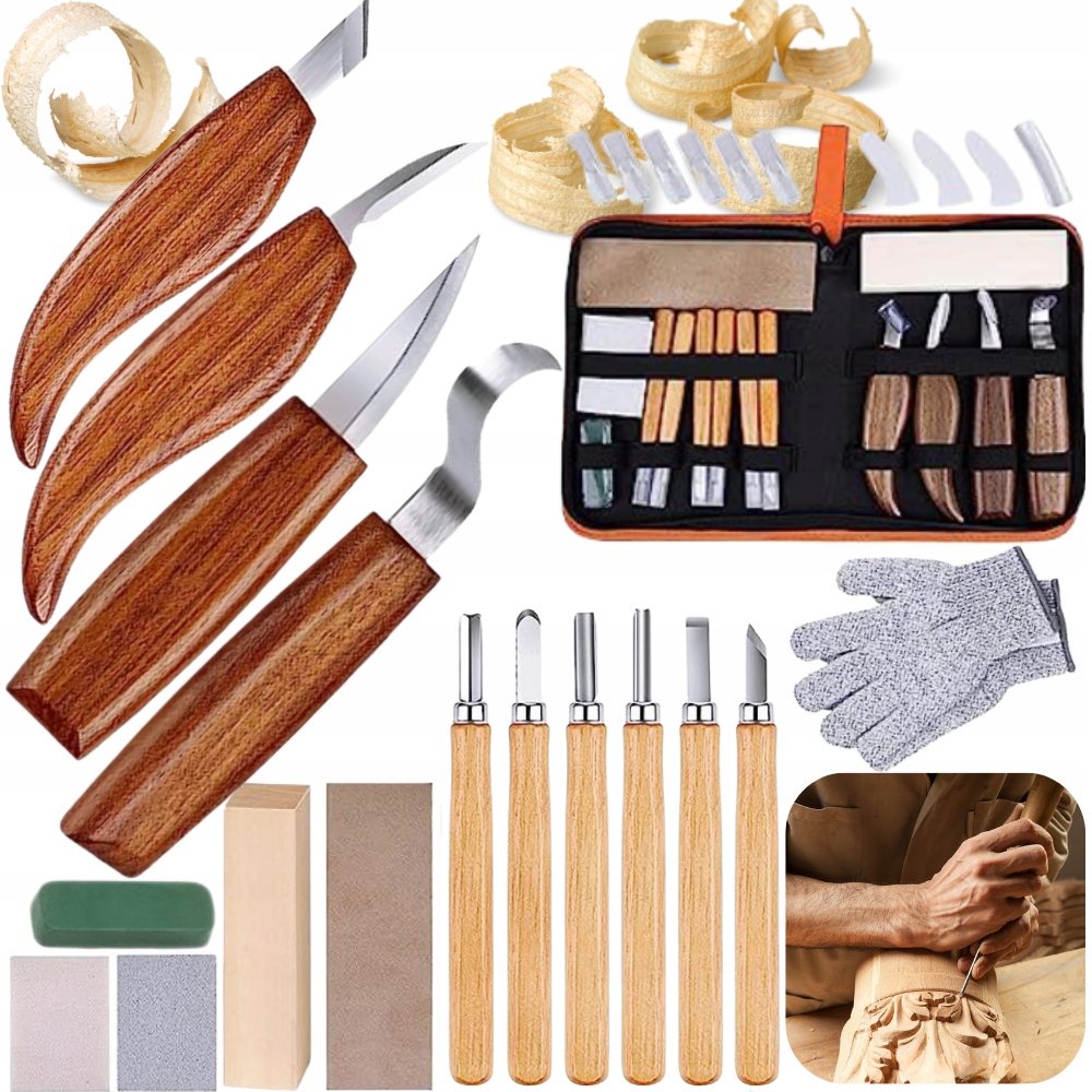 Nože Pro Vyřezávání Do Dřeva Sada Řezbářských Dlát Truhlářské Pouzdro 16 Kusů.