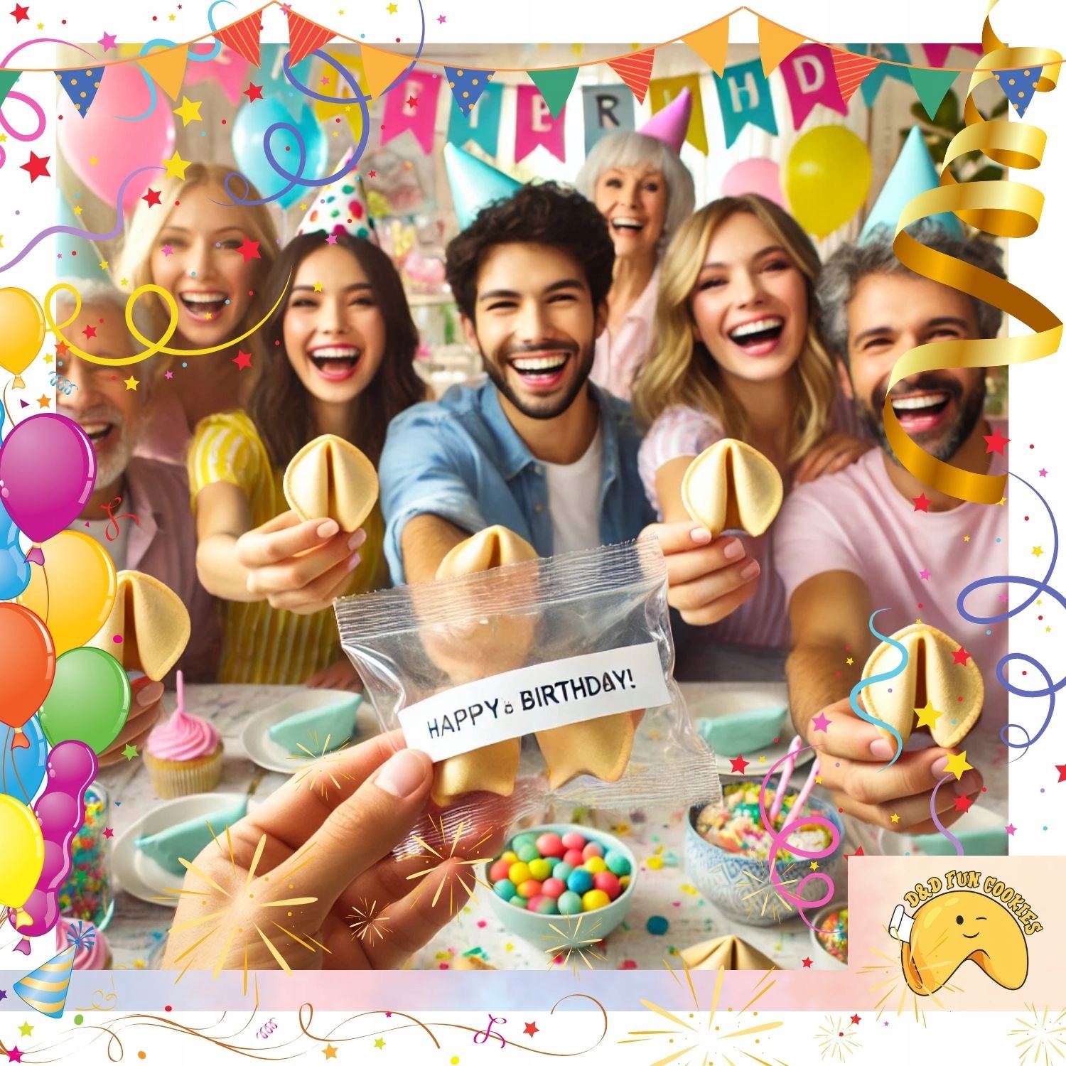 Chińskie CIASTECZKA Z WRÓŻBĄ Podziękowania dla Gości Magiczne Ciastko 50szt Marka D&D Fun Cookies