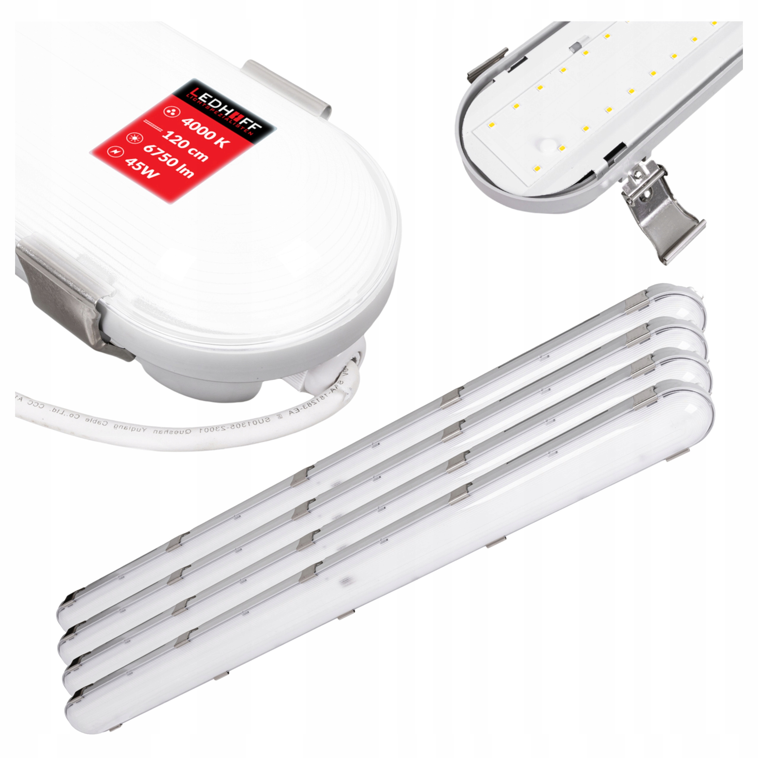 Hermetické svítidlo Led lampa Garáž 120 cm Na omítku Dílna x4