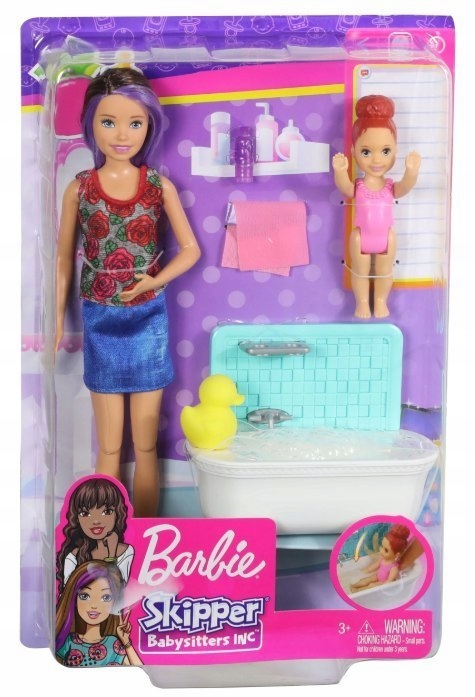 

Lalka Barbie Skipper opiekunka z wanną i dzieckiem