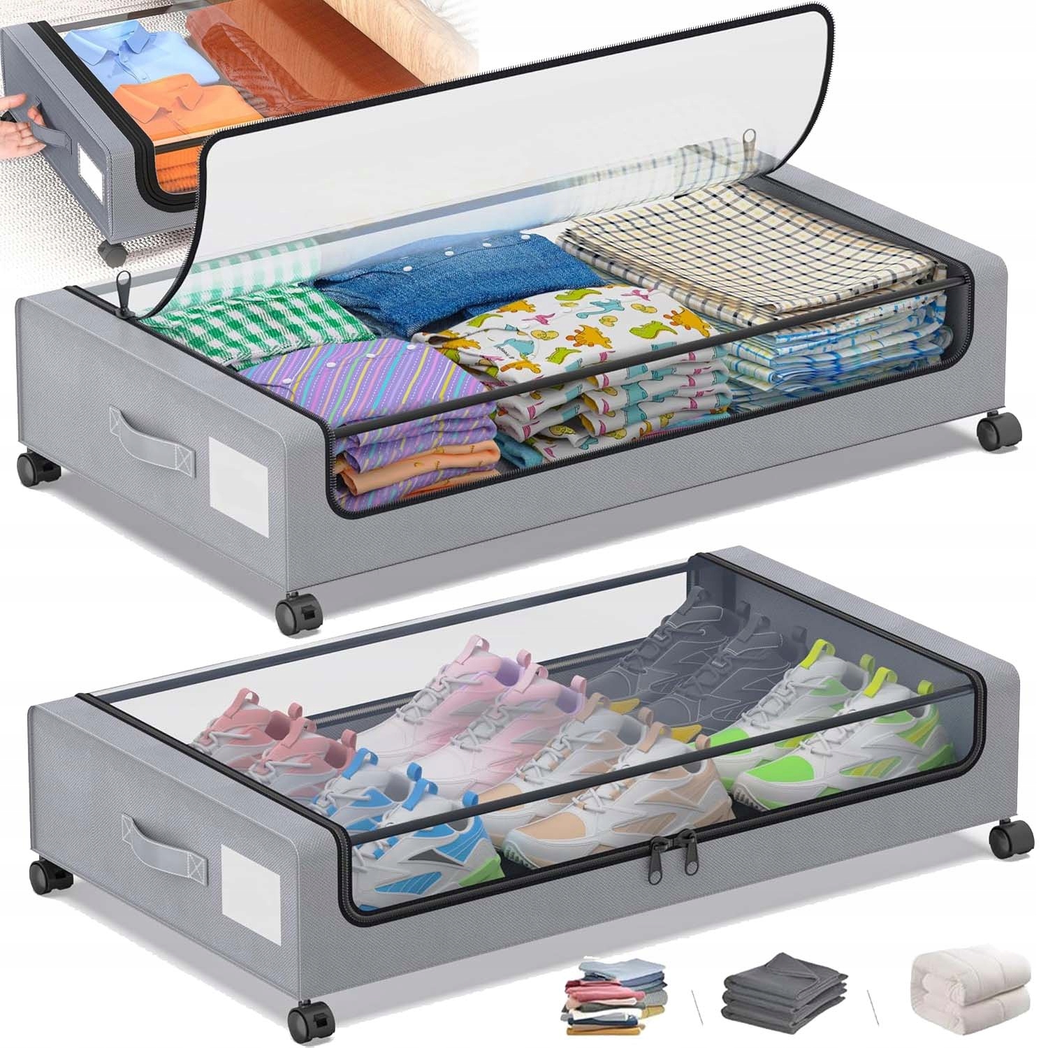 2X Organizér Krabička Na Oblečení Povlečení Hračky Knihy S Kolečky