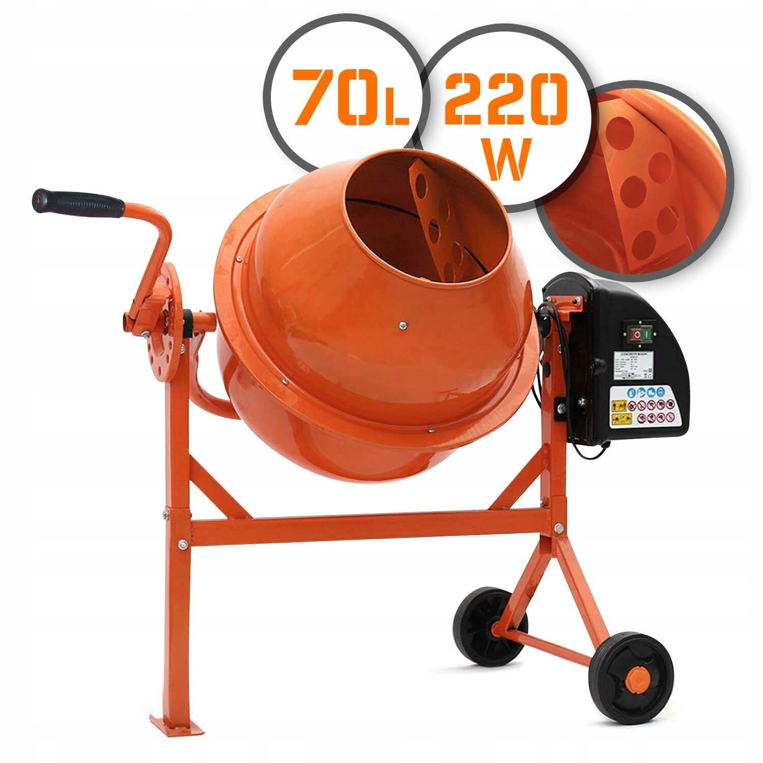 Betoniarka 70L 230V 220W Mieszalnik Timbertech Budowlana Mała Kompaktowa