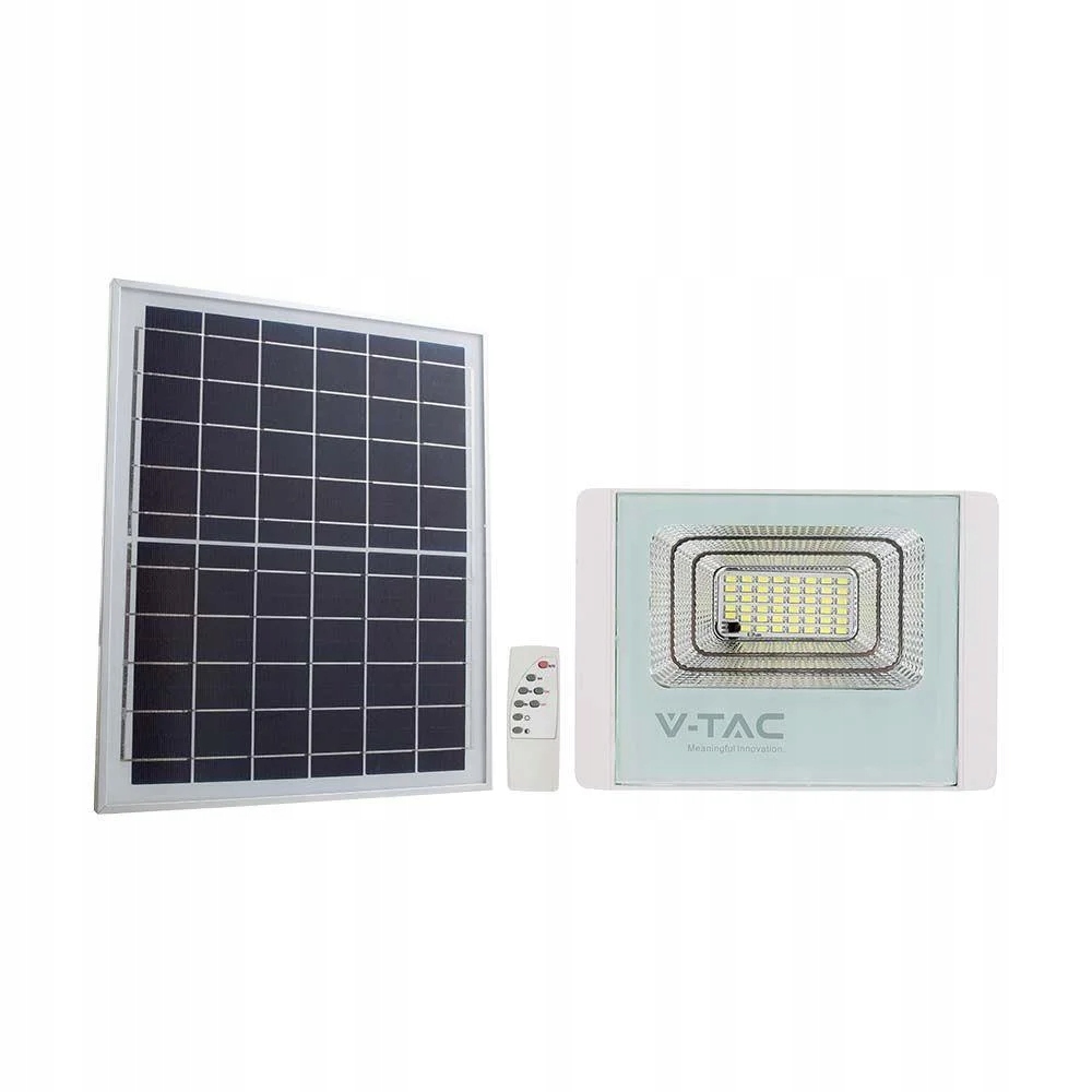 Záhradný halogénový Led reflektor 20 W solárny s diaľkovým ovládaním, studené svetlo V-tac