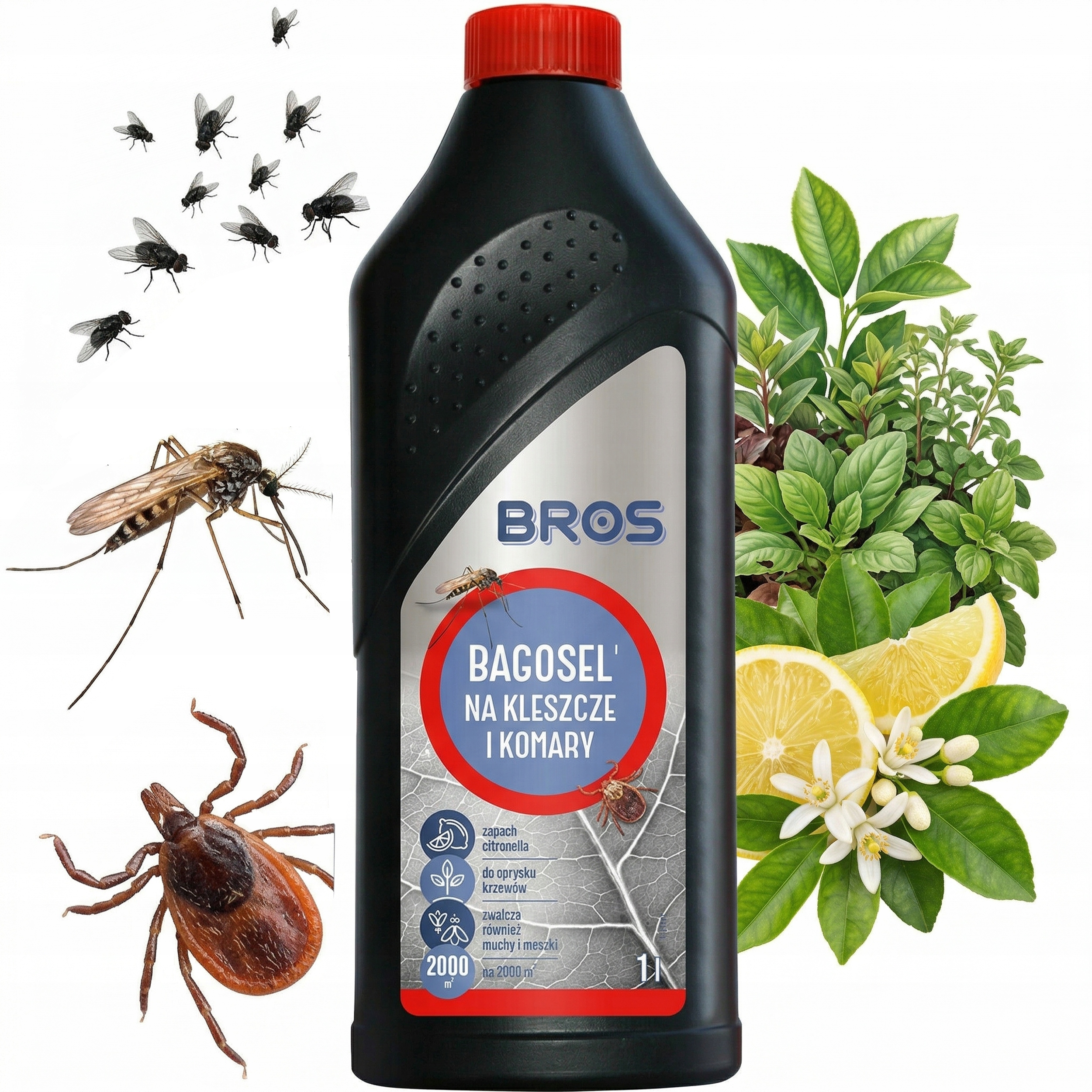 Postřikovač proti komárům Klíšťata Bros Bagosel 100EC Citronový Prostředek pro zahradu 1 l