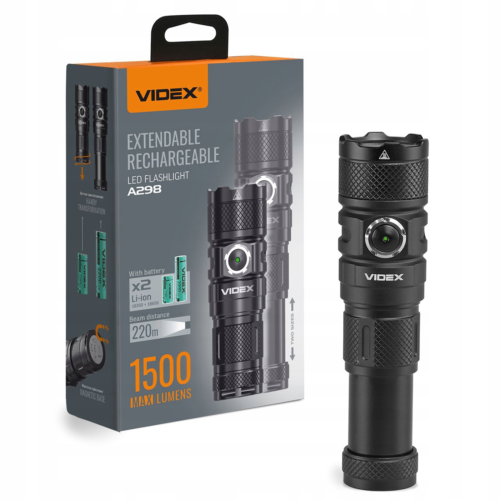 Latarka Taktyczna Led Wojskowa Ręczna Wodoodporna Videx Mocna 1500lm Usb-c