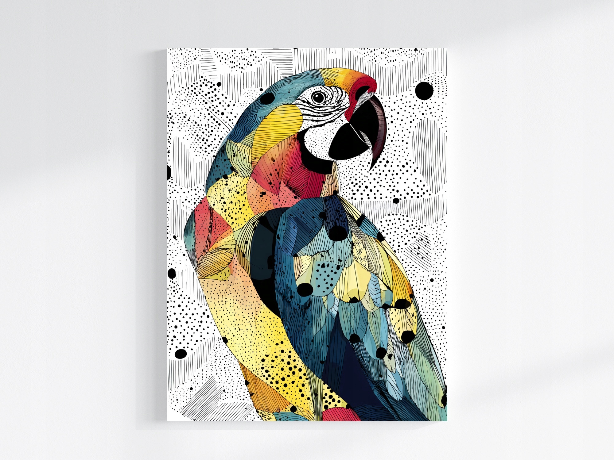 Obraz Na Plátně Canvas Grafika Pop Art Koláž Pták Barevný Papoušek 60x80