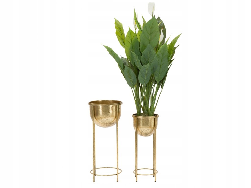 Zlaté stojany na kvety s odnímateľnými kvetináčmi