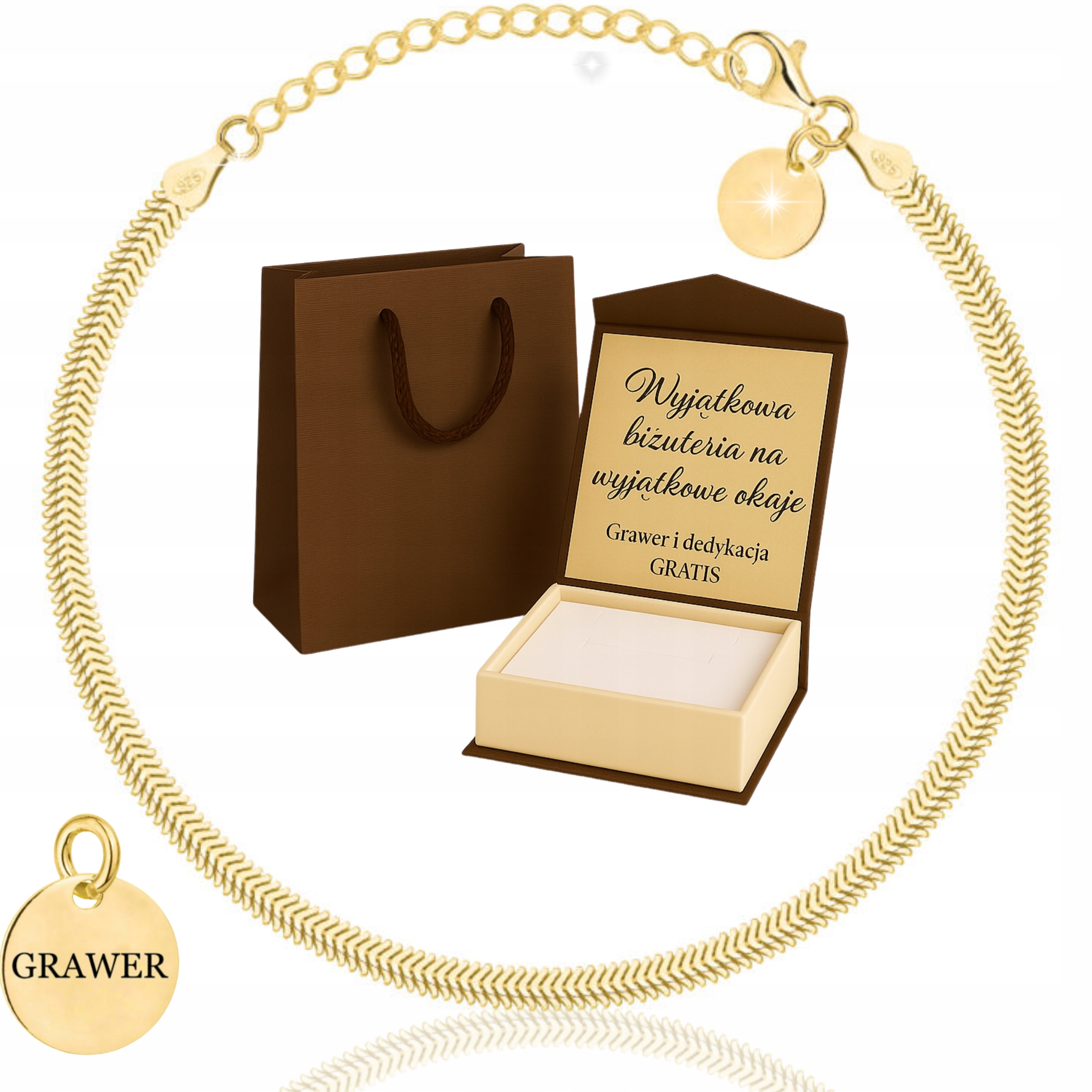 Zlatý Plný Náramek Dámská Zmijka S Přívěskem Pr 925 585 Gravírování Bonus