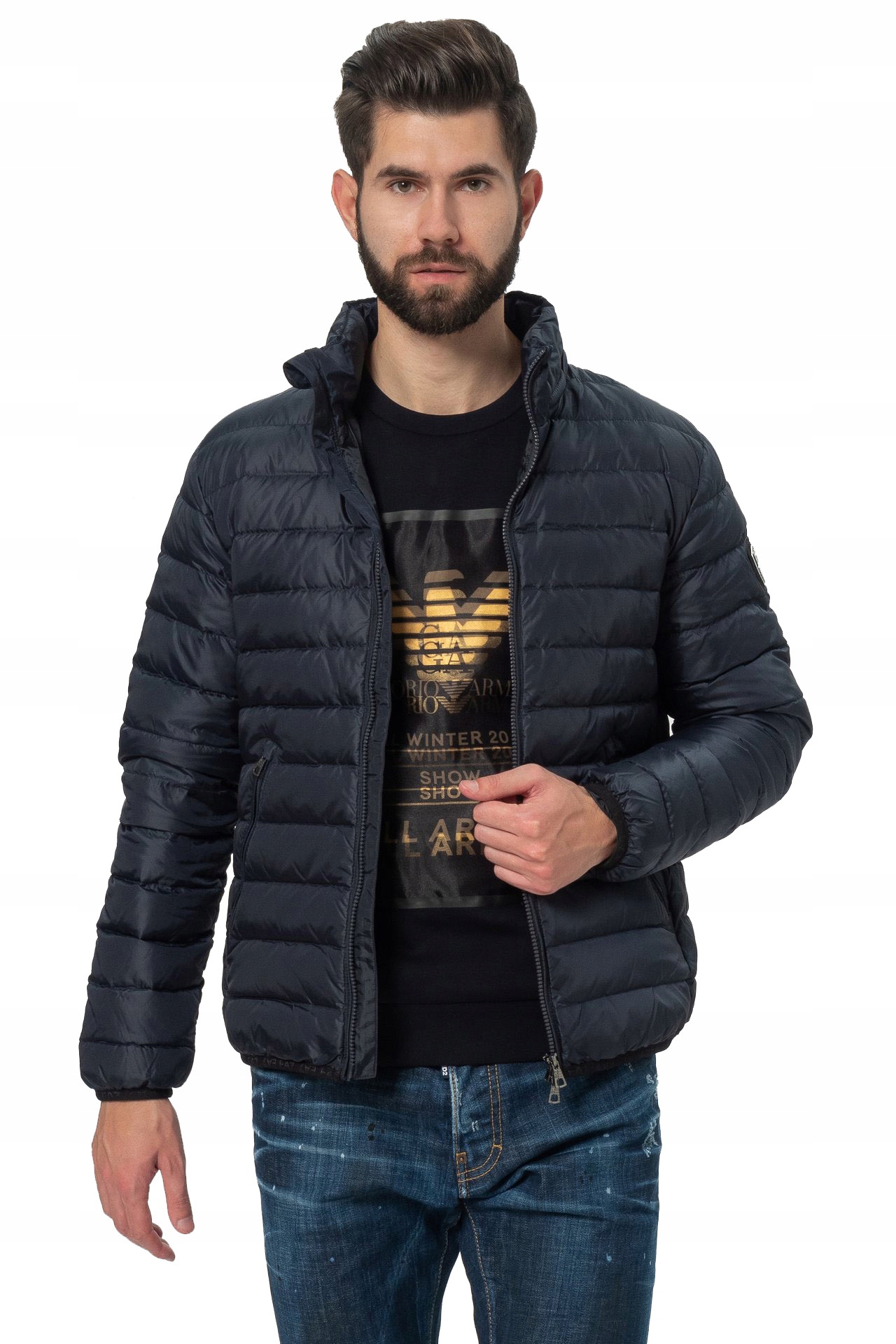 EA7 Emporio Armani pánská péřová bunda námořnická modrá, velikost S