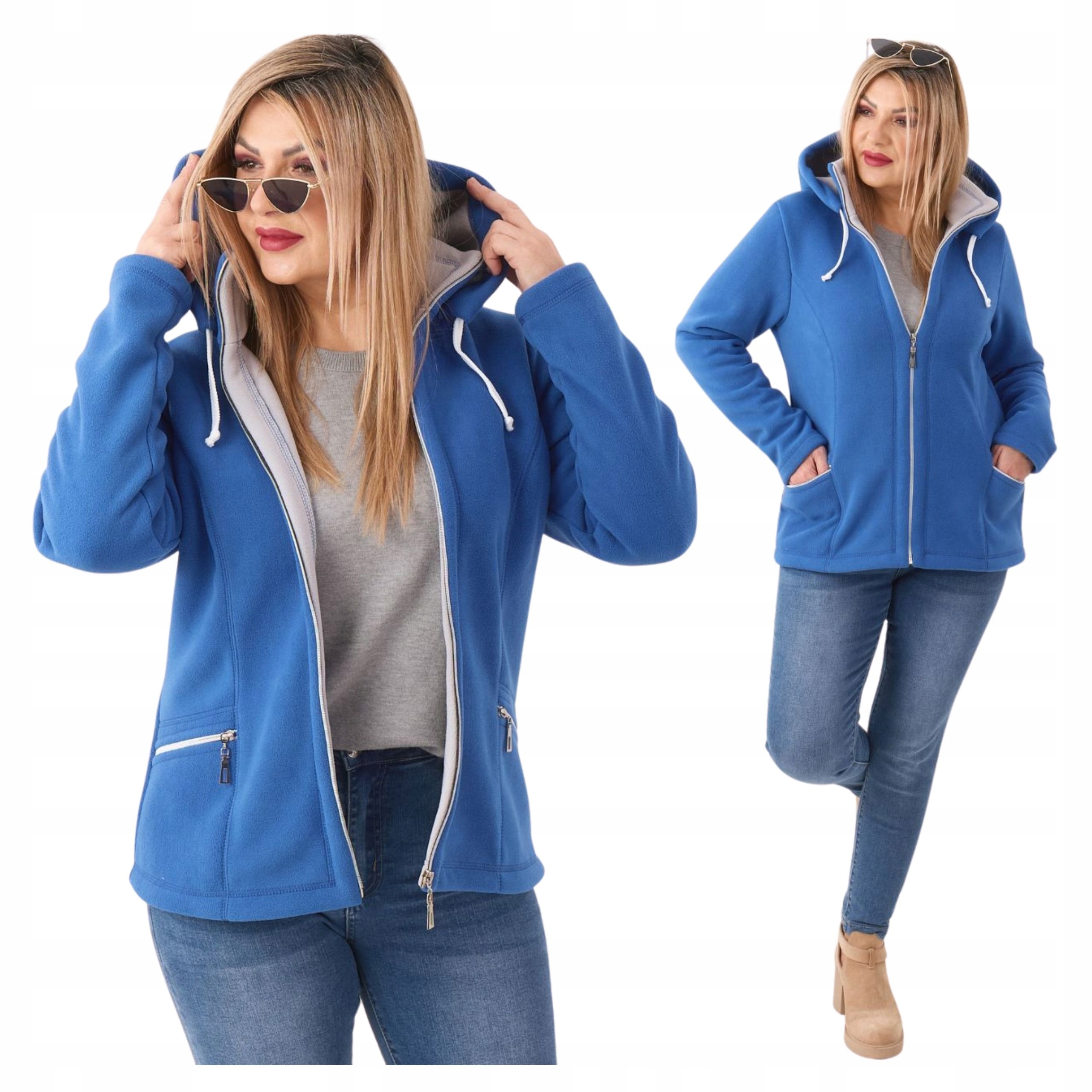 Polar Damski Rozpinany Bluza Z Kapturem Kieszenie Polski Producent