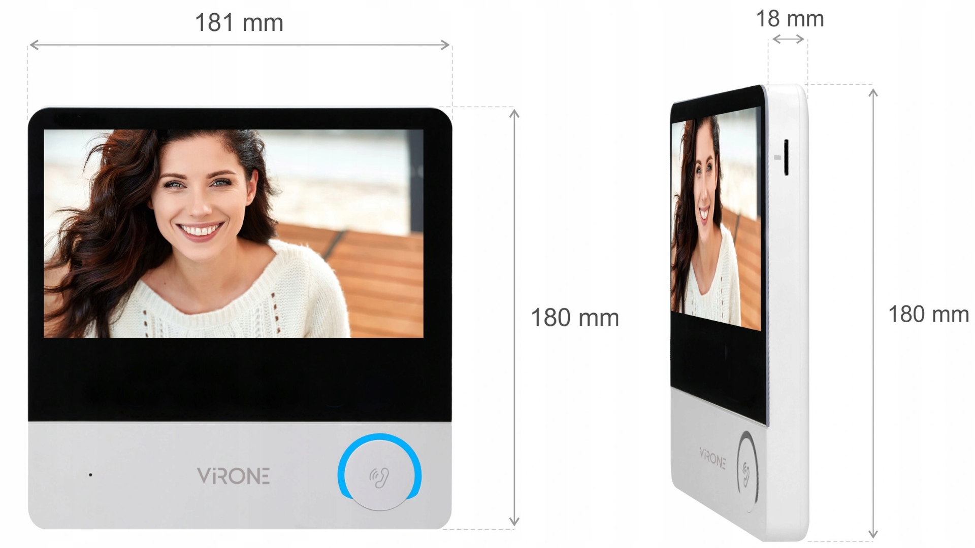 WIDEODOMOFON DOMOFON FULL HD 7" MENU PL CZYTNIK RFID DASZEK FURTKA + BRAMA Marka Virone