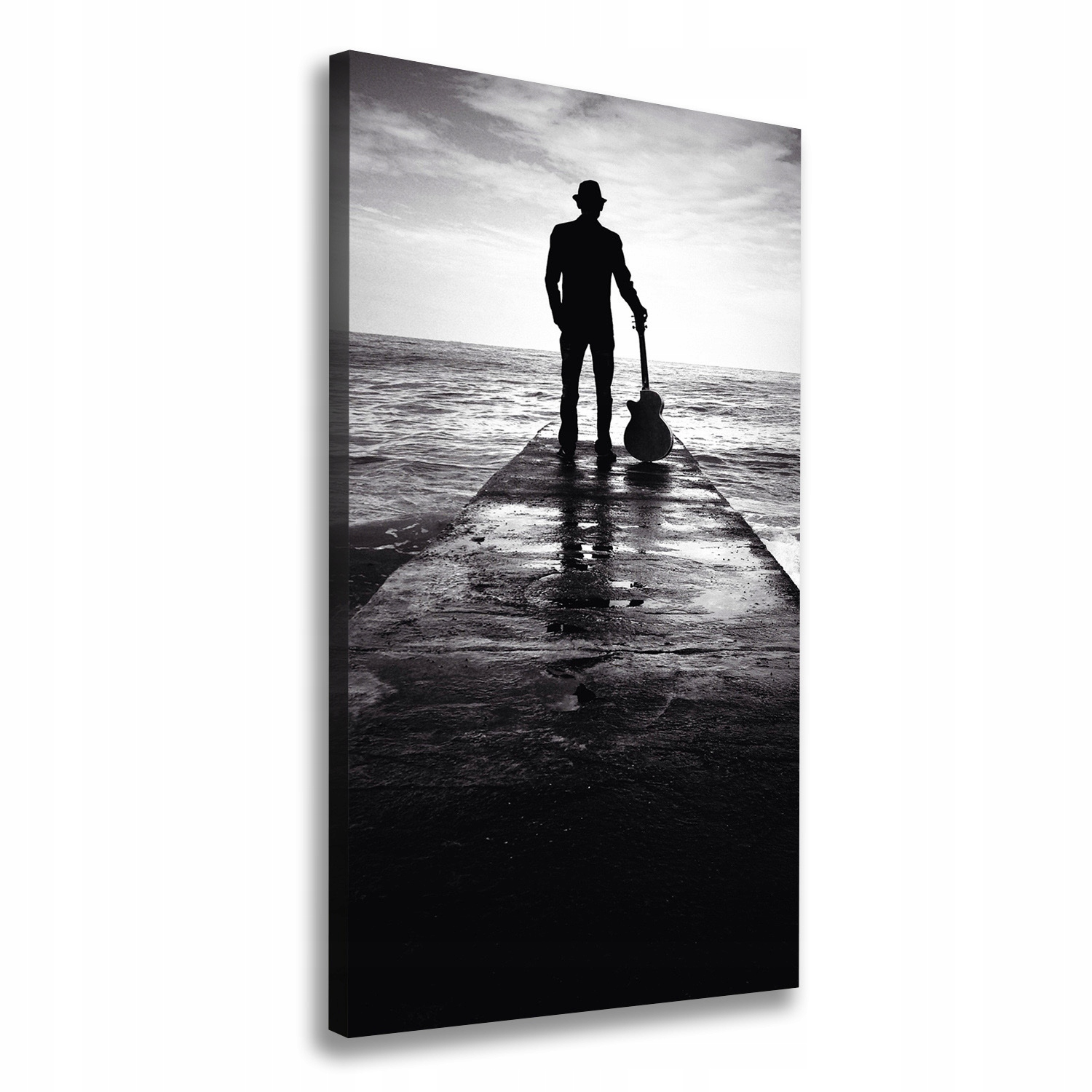 

Foto obraz na płótnie Gitarzysta na molo 50x100 cm