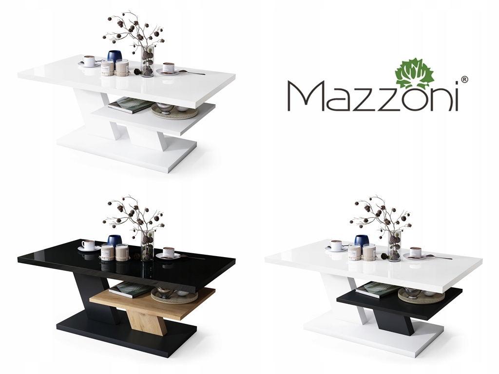 CLIFF POŁYSK 8 kolorów ~ ŁAWA BIAŁY STOLIK Z PÓŁKĄ Kolekcja CLIFF