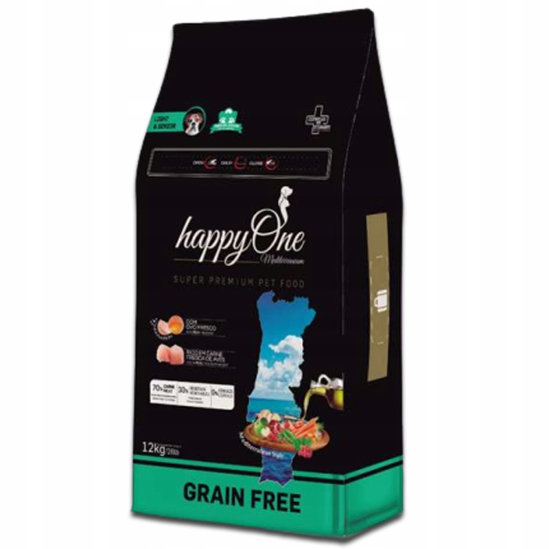 Levně happyOne Grain-Free Mediterraneum Light & Senior pro psí seniory P