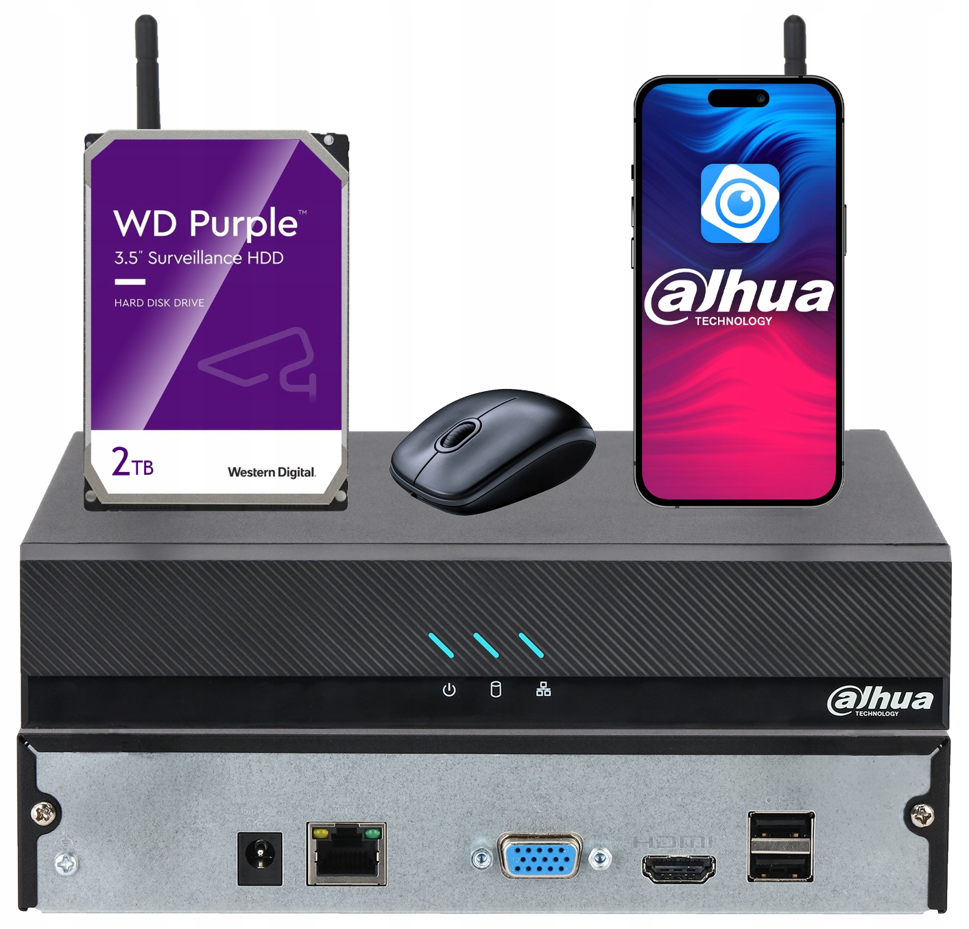 WiFi Ip rekordér Dahua NVR2104HC-W Analytika 4 kanály 16MP Disk 2TB Wd